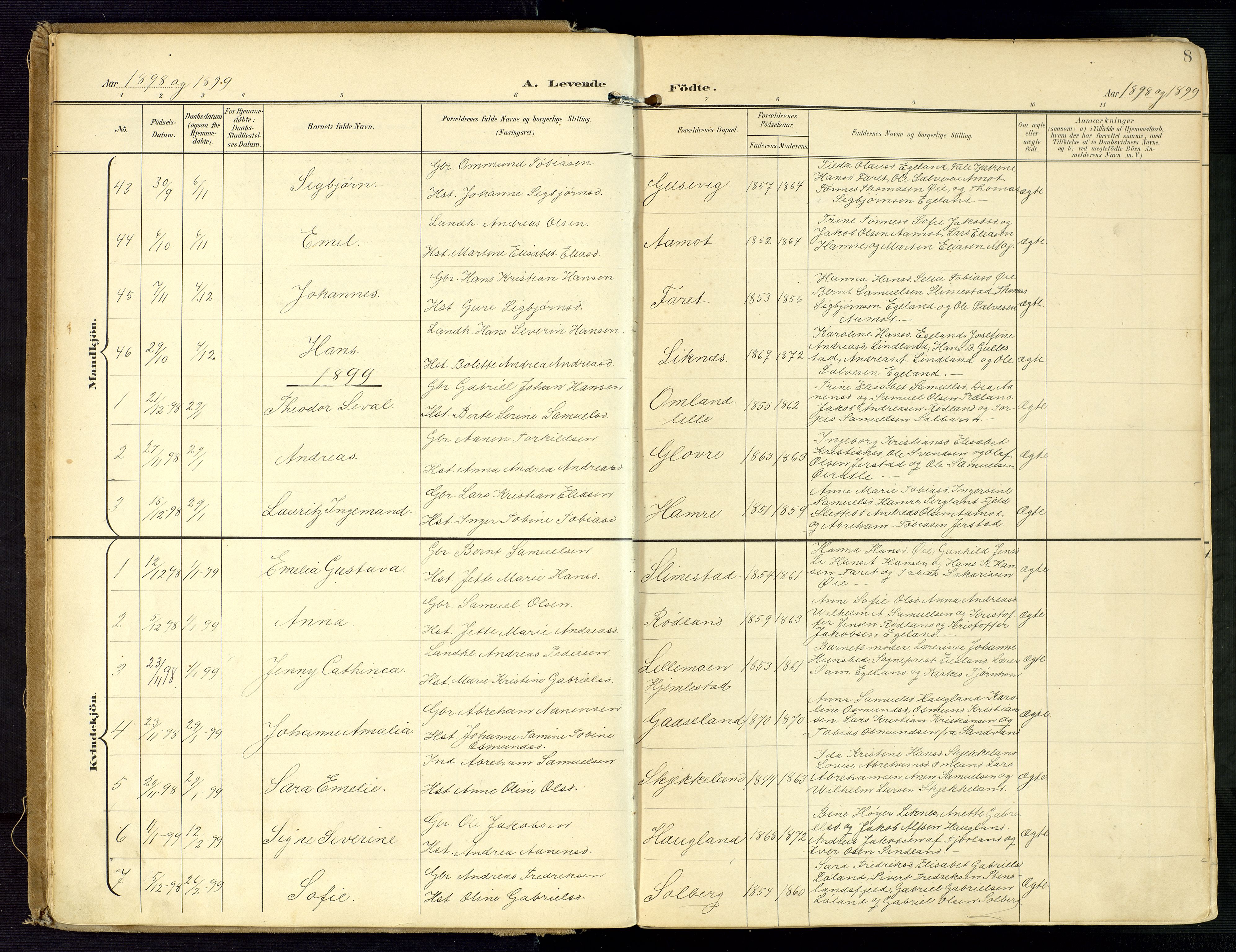 Kvinesdal sokneprestkontor, SAK/1111-0026/F/Fa/Fab/L0009: Ministerialbok nr. A 9, 1898-1915, s. 8