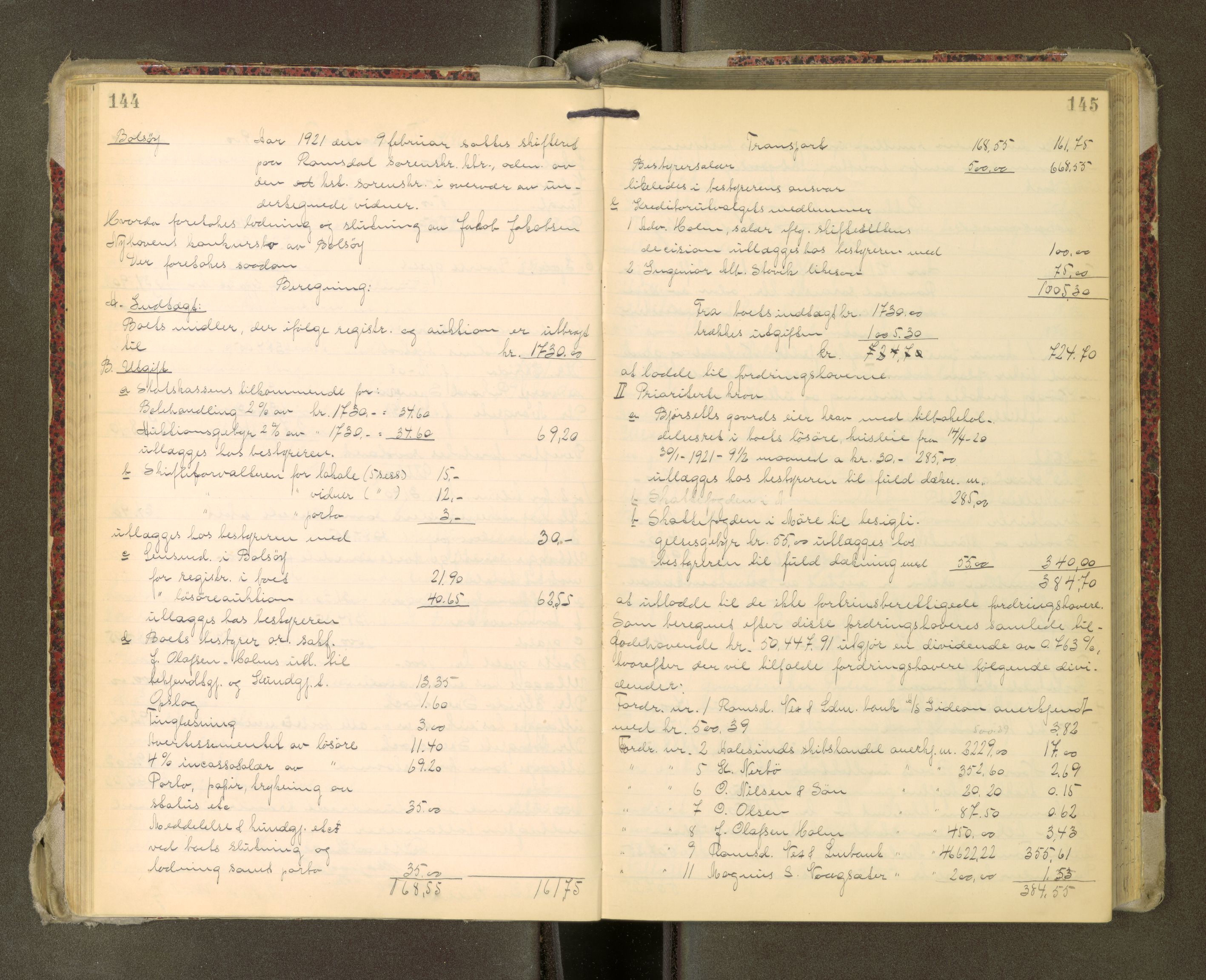 Romsdal sorenskriveri, AV/SAT-A-4149/1/3/3A/L0022: Skifteutlodnings Protokoll, 1920-1924, s. 144-145