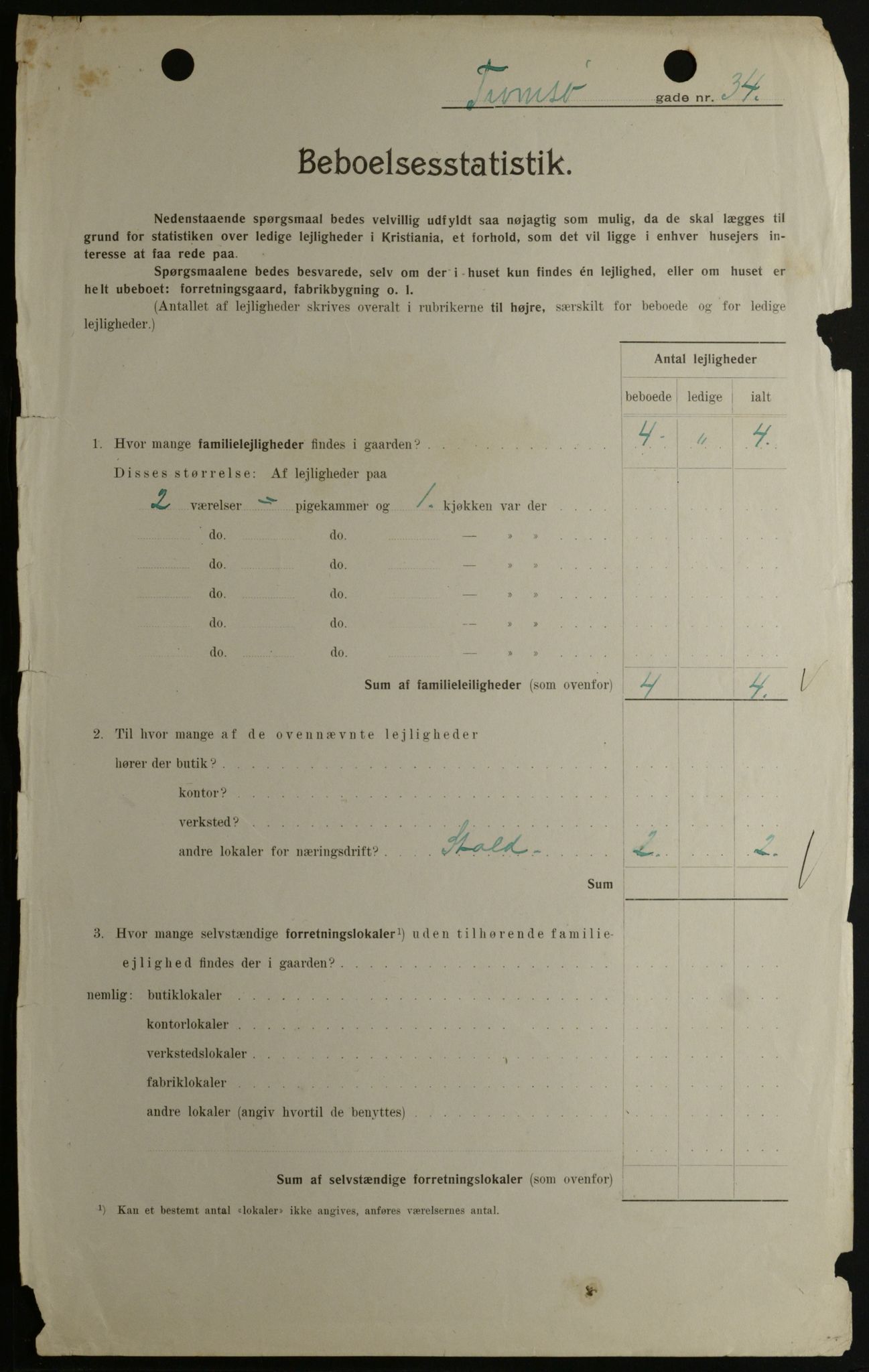 OBA, Kommunal folketelling 1.2.1908 for Kristiania kjøpstad, 1908, s. 104278
