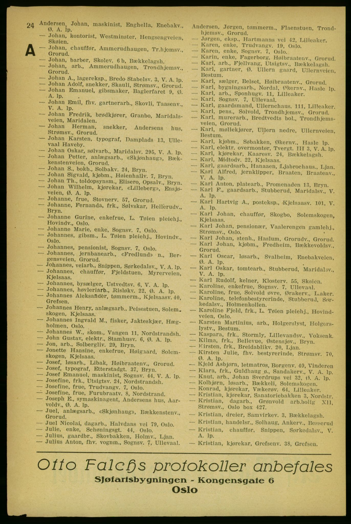 Aker adressebok/adressekalender, PUBL/001/A/004: Aker adressebok, 1929, s. 24