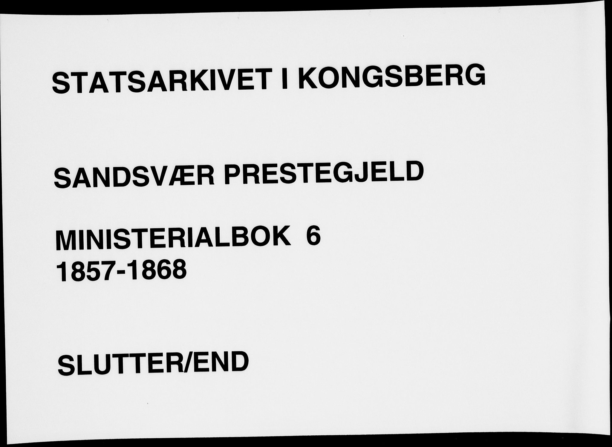 Sandsvær kirkebøker, AV/SAKO-A-244/F/Fa/L0006: Ministerialbok nr. I 6, 1857-1868