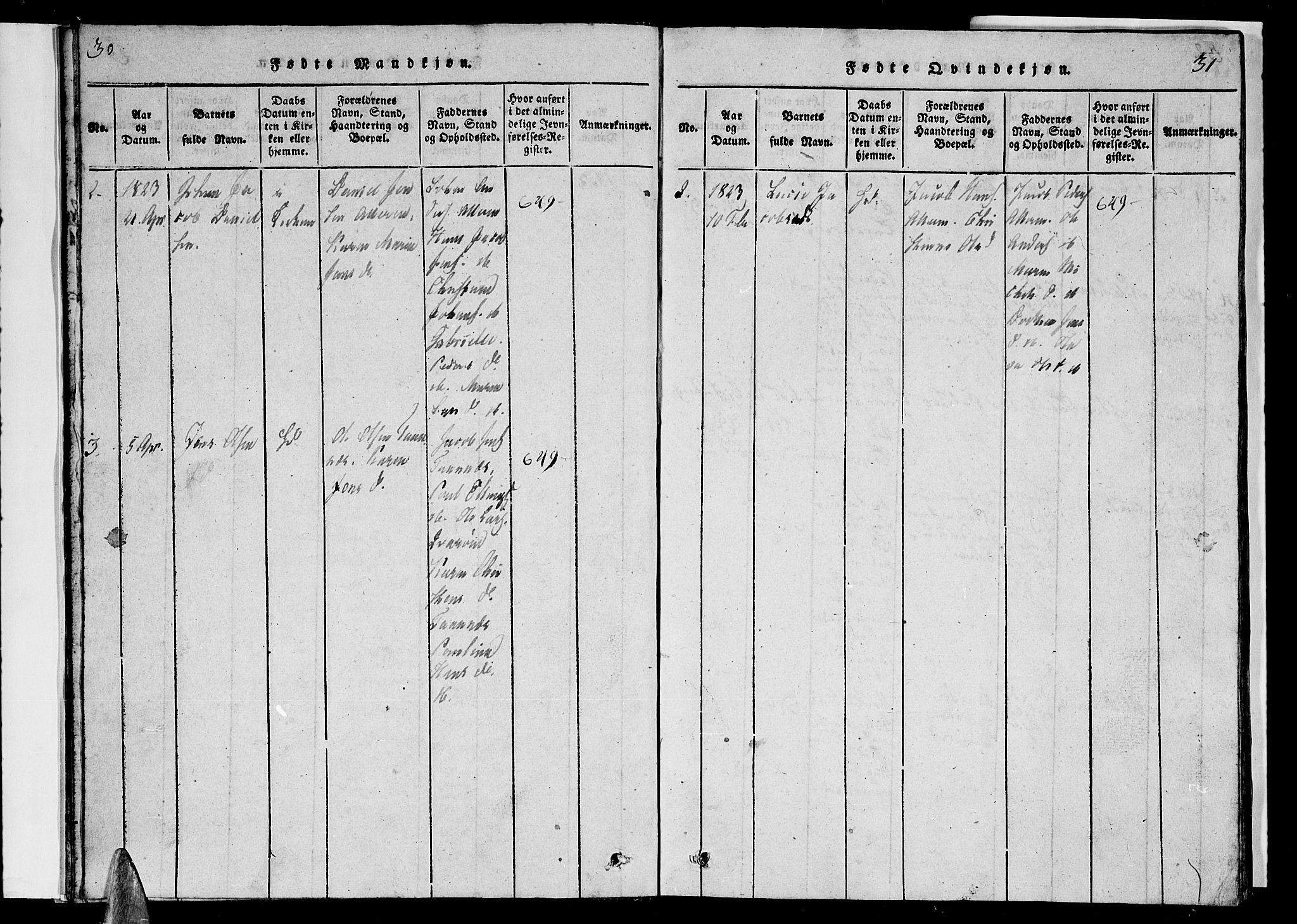 Ministerialprotokoller, klokkerbøker og fødselsregistre - Nordland, SAT/A-1459/839/L0571: Klokkerbok nr. 839C01, 1820-1840, s. 30-31