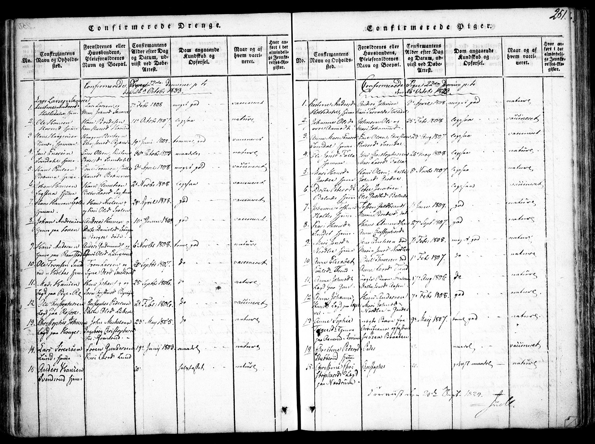 Fet prestekontor Kirkebøker, AV/SAO-A-10370a/F/Fa/L0008: Ministerialbok nr. I 8, 1815-1842, s. 251