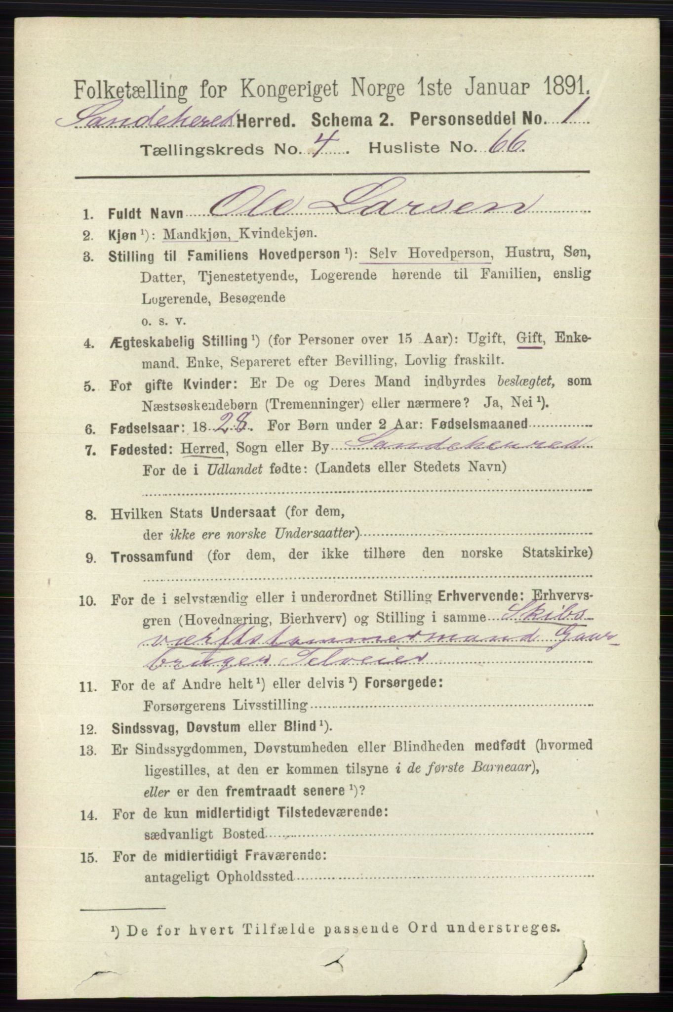 RA, Folketelling 1891 for 0724 Sandeherred herred, 1891, s. 2687