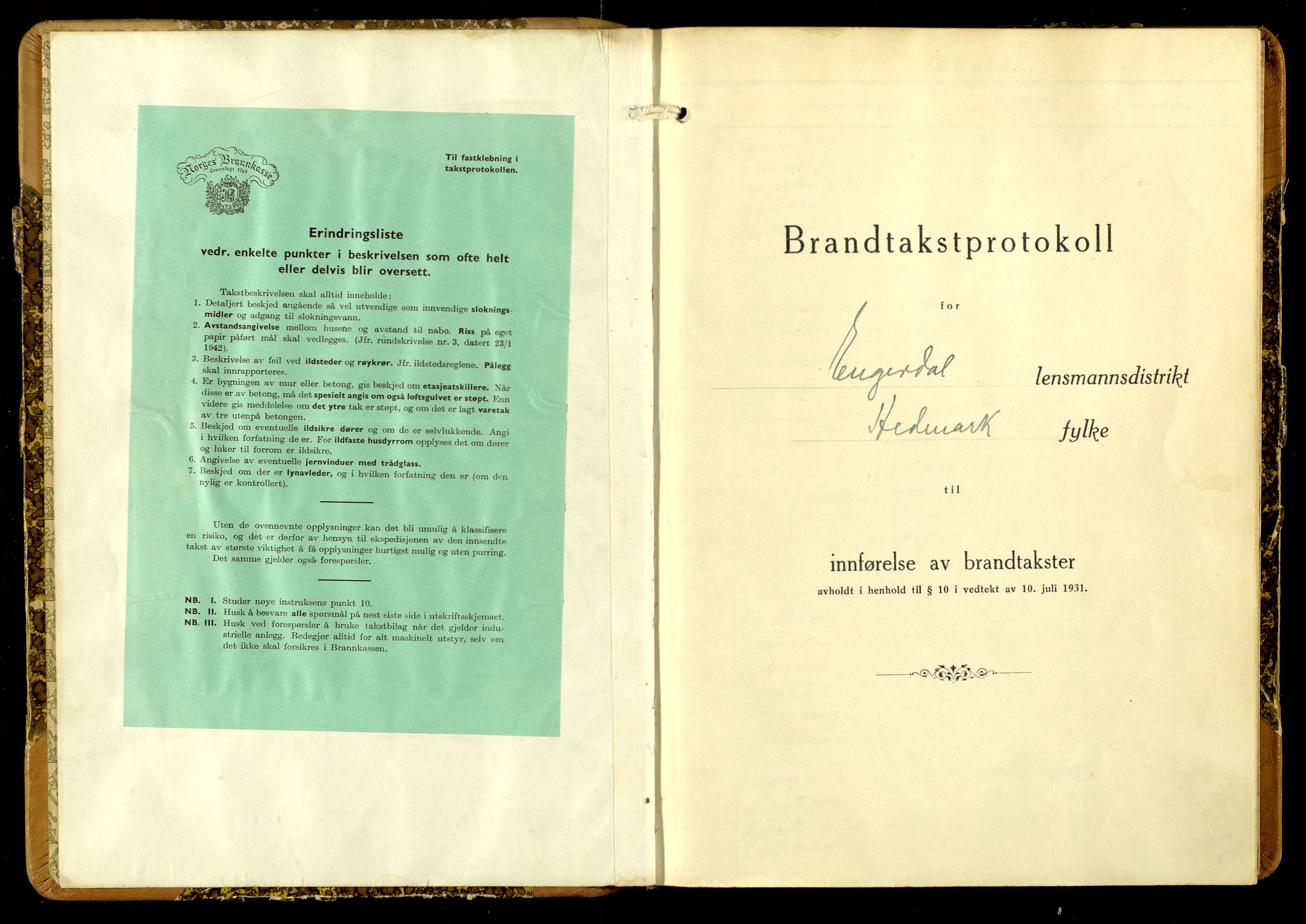 Norges Brannkasse, Engerdal, AV/SAH-NBRANE-025/F/L0008: Branntakstprotokoll, 1938-1950