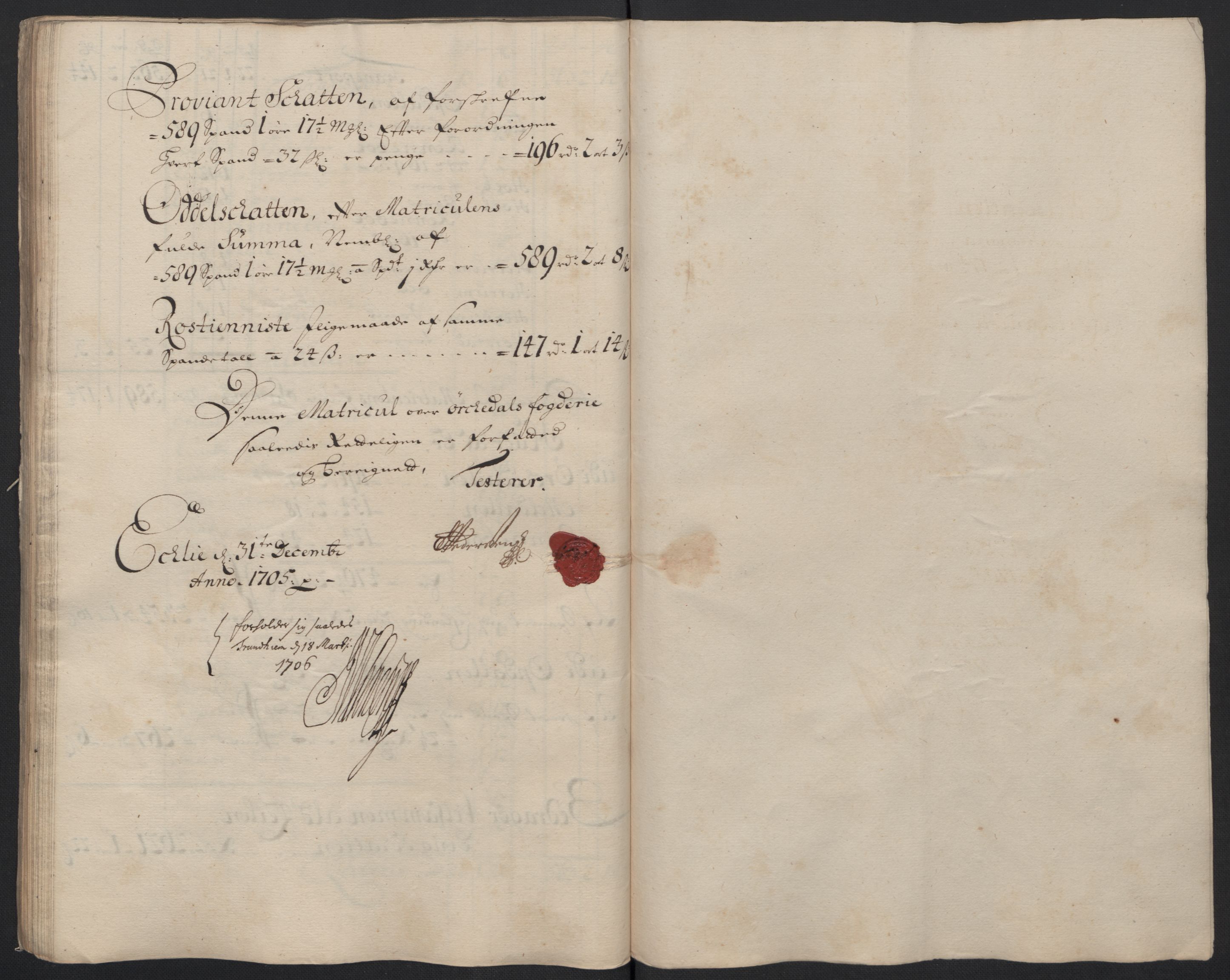 Rentekammeret inntil 1814, Reviderte regnskaper, Fogderegnskap, RA/EA-4092/R60/L3955: Fogderegnskap Orkdal og Gauldal, 1705, s. 90