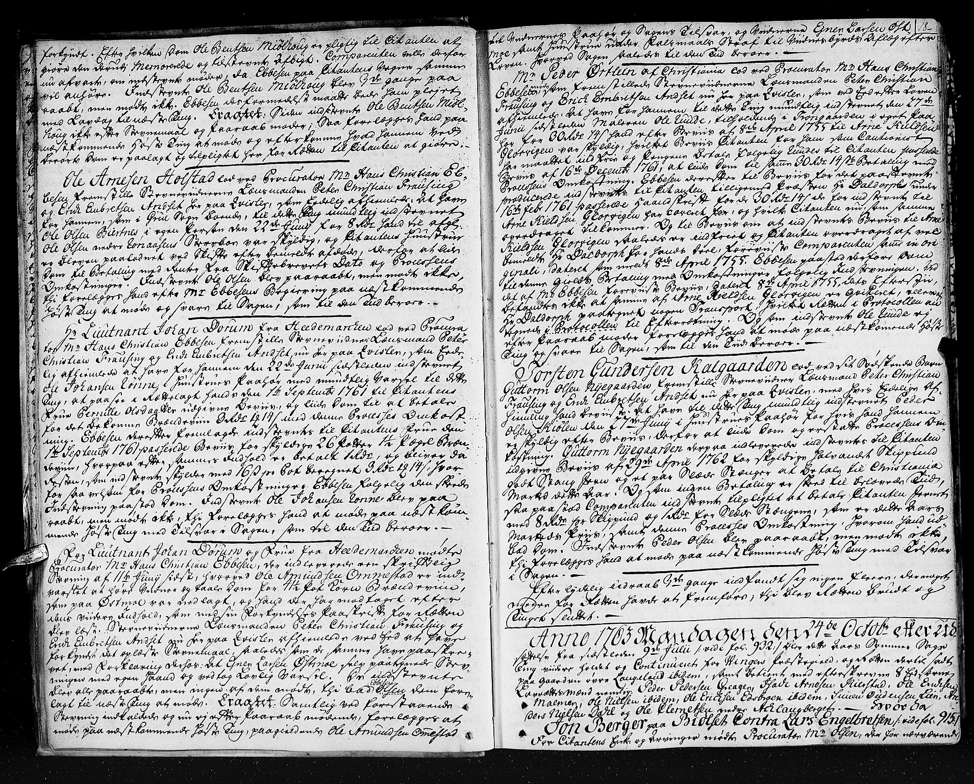Solør og Østerdalen sorenskriveri, AV/SAH-TING-024/G/Gb/L0070: Tingbok, 1763-1766, s. 17b-18a