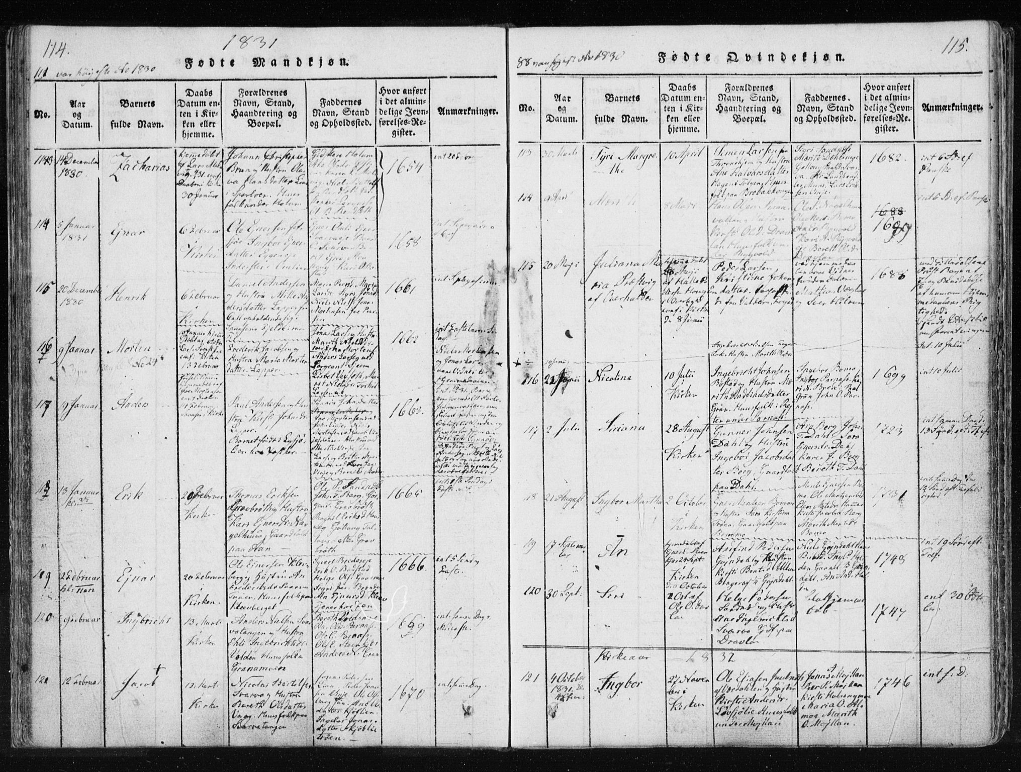 Ministerialprotokoller, klokkerbøker og fødselsregistre - Nord-Trøndelag, SAT/A-1458/749/L0469: Ministerialbok nr. 749A03, 1817-1857, s. 114-115