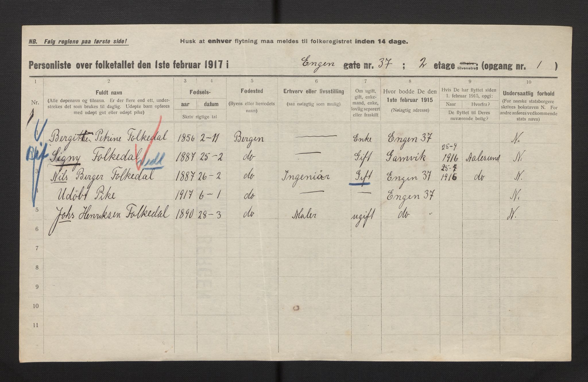 SAB, Kommunal folketelling 1917 for Bergen kjøpstad, 1917, s. 6793