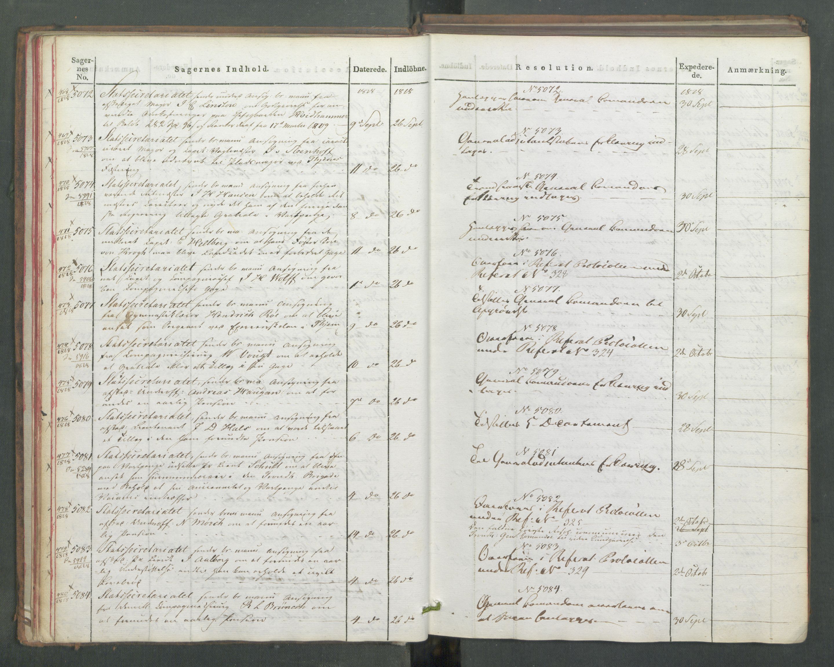 Armédepartementet, AV/RA-RAFA-3493/C/Ca/L0016: 6. Departements Journal, 1818