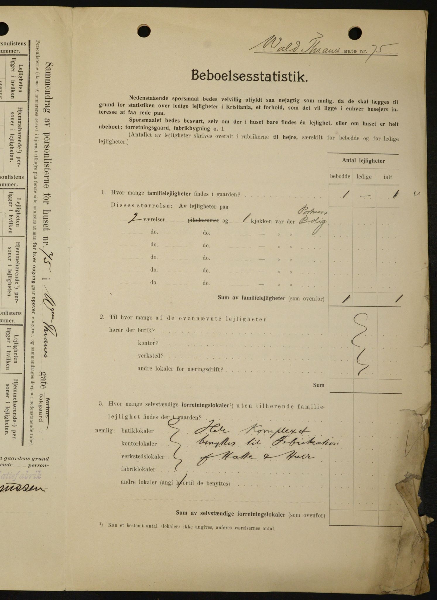 OBA, Kommunal folketelling 1.2.1909 for Kristiania kjøpstad, 1909, s. 115558