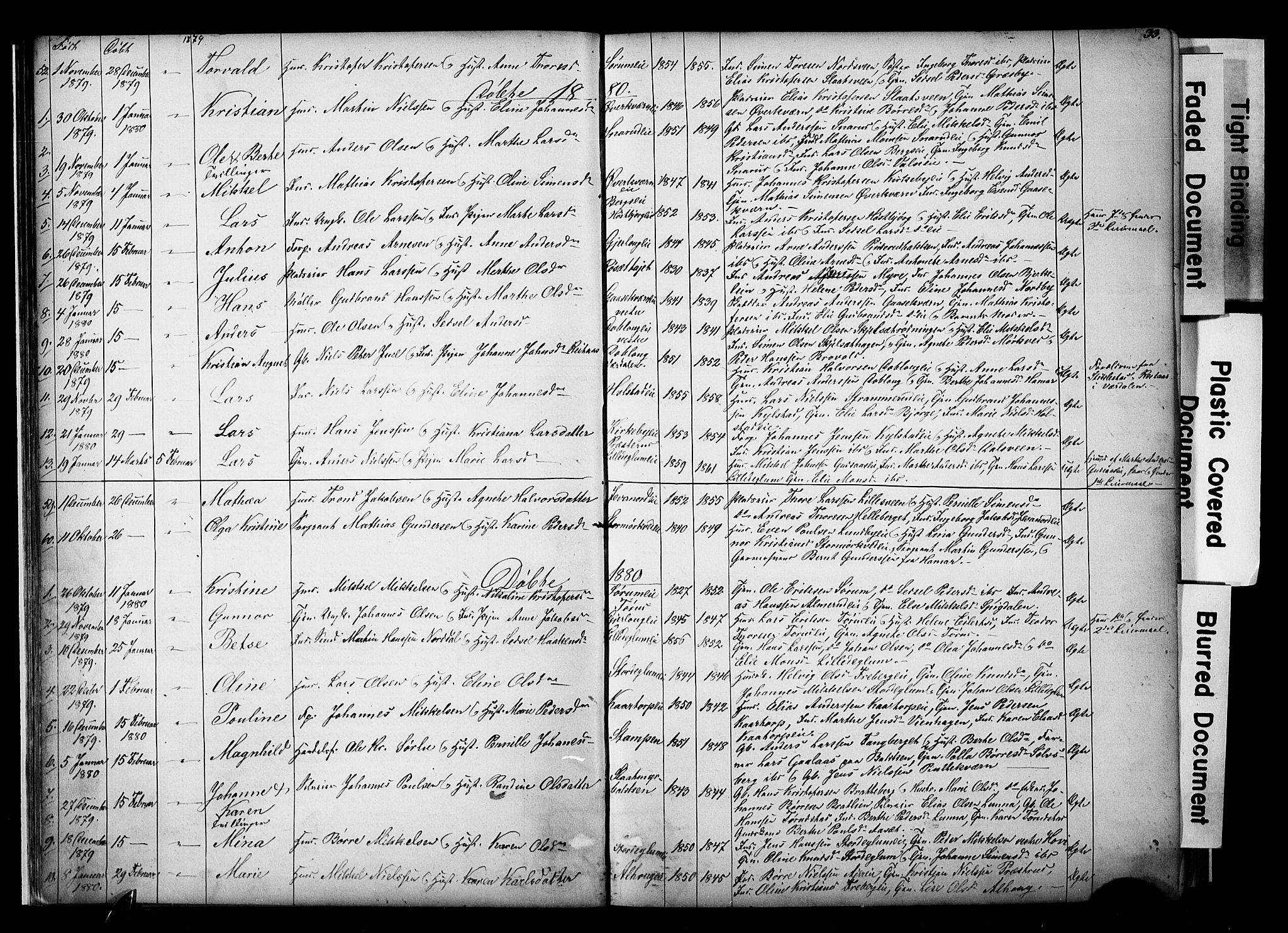 Vang prestekontor, Hedmark, AV/SAH-PREST-008/H/Ha/Hab/L0018: Klokkerbok nr. 18, 1871-1903, s. 33