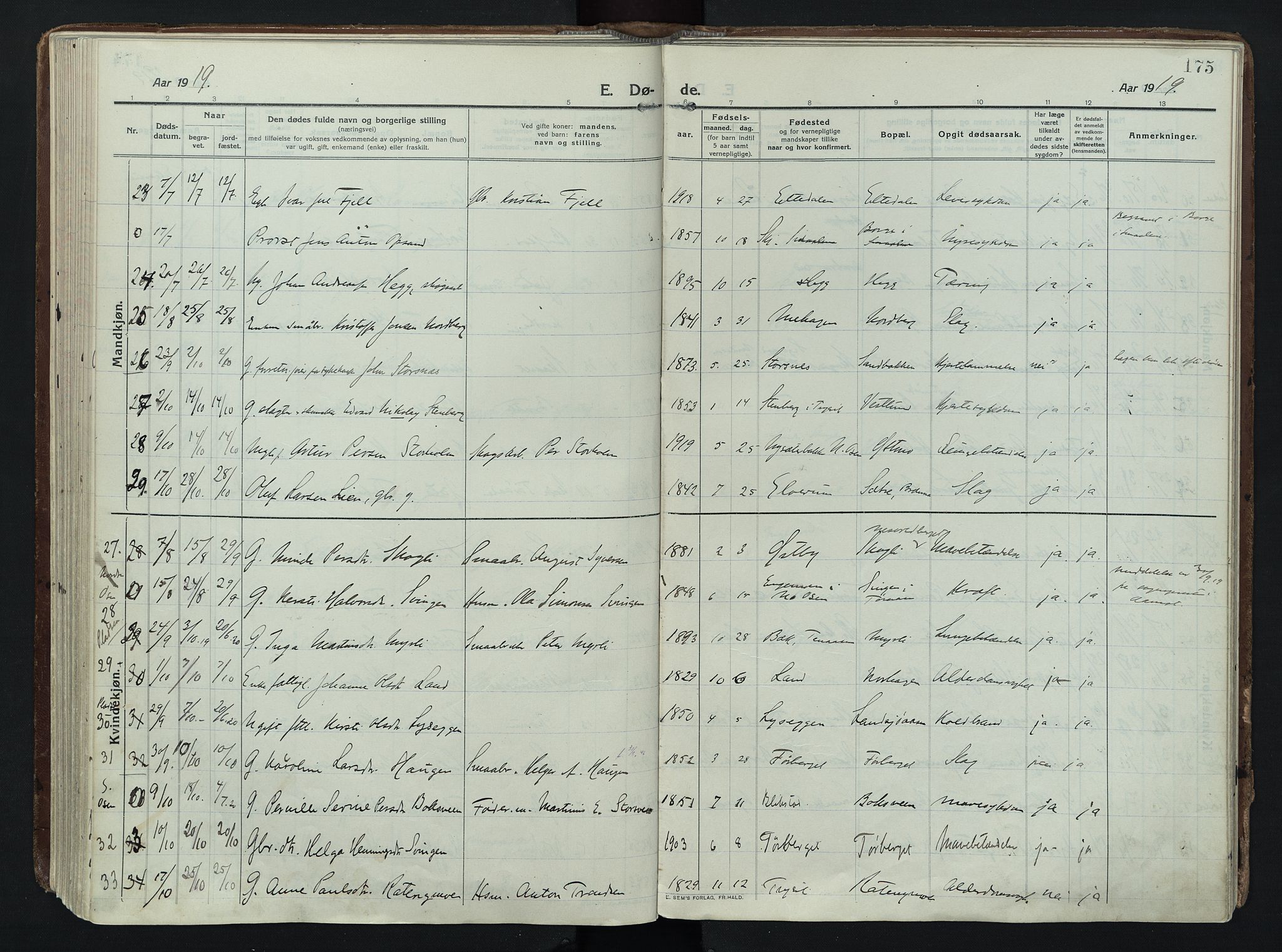 Trysil prestekontor, AV/SAH-PREST-046/H/Ha/Haa/L0014: Ministerialbok nr. 14, 1912-1923, s. 175