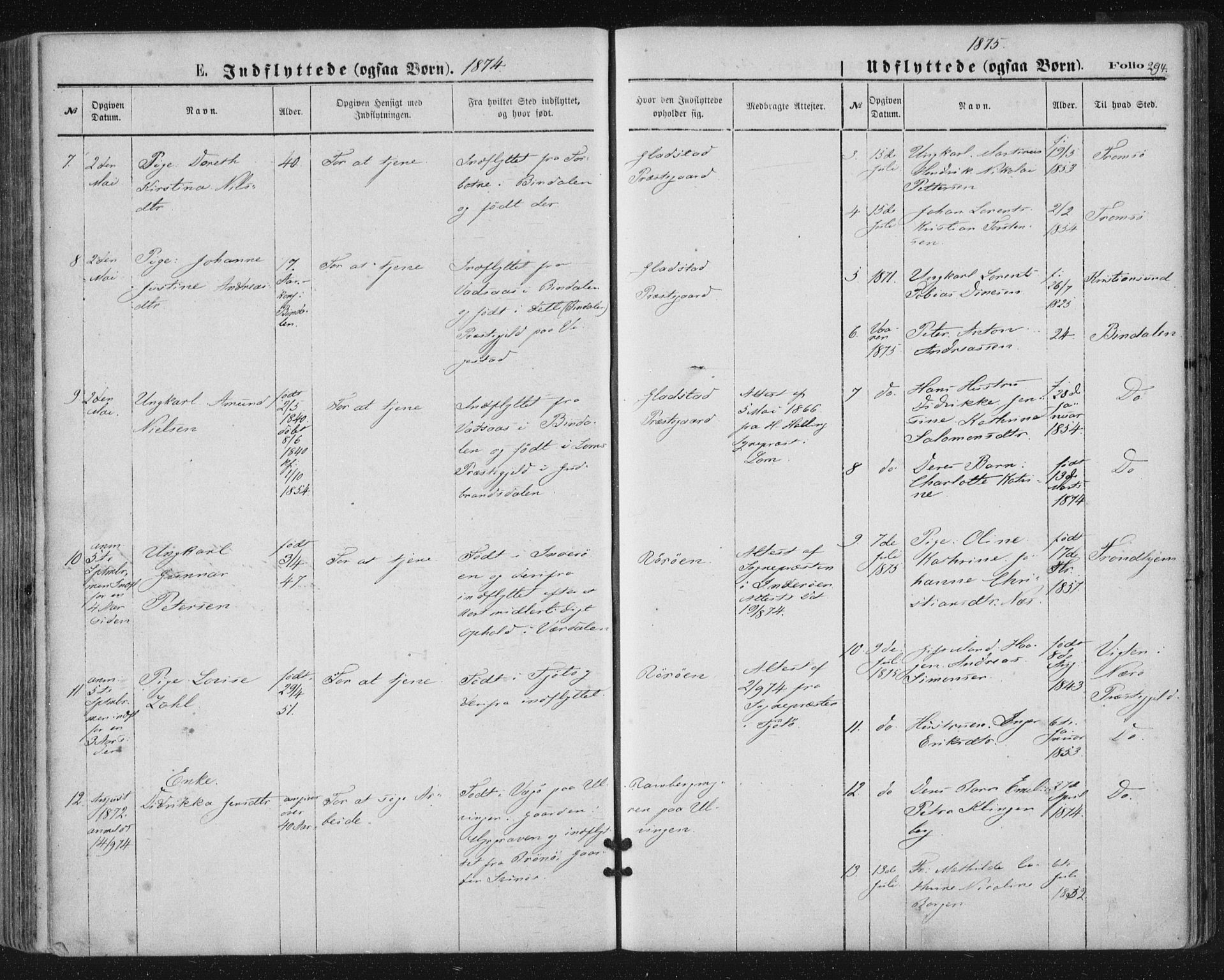 Ministerialprotokoller, klokkerbøker og fødselsregistre - Nordland, AV/SAT-A-1459/816/L0241: Ministerialbok nr. 816A07, 1870-1885, s. 294