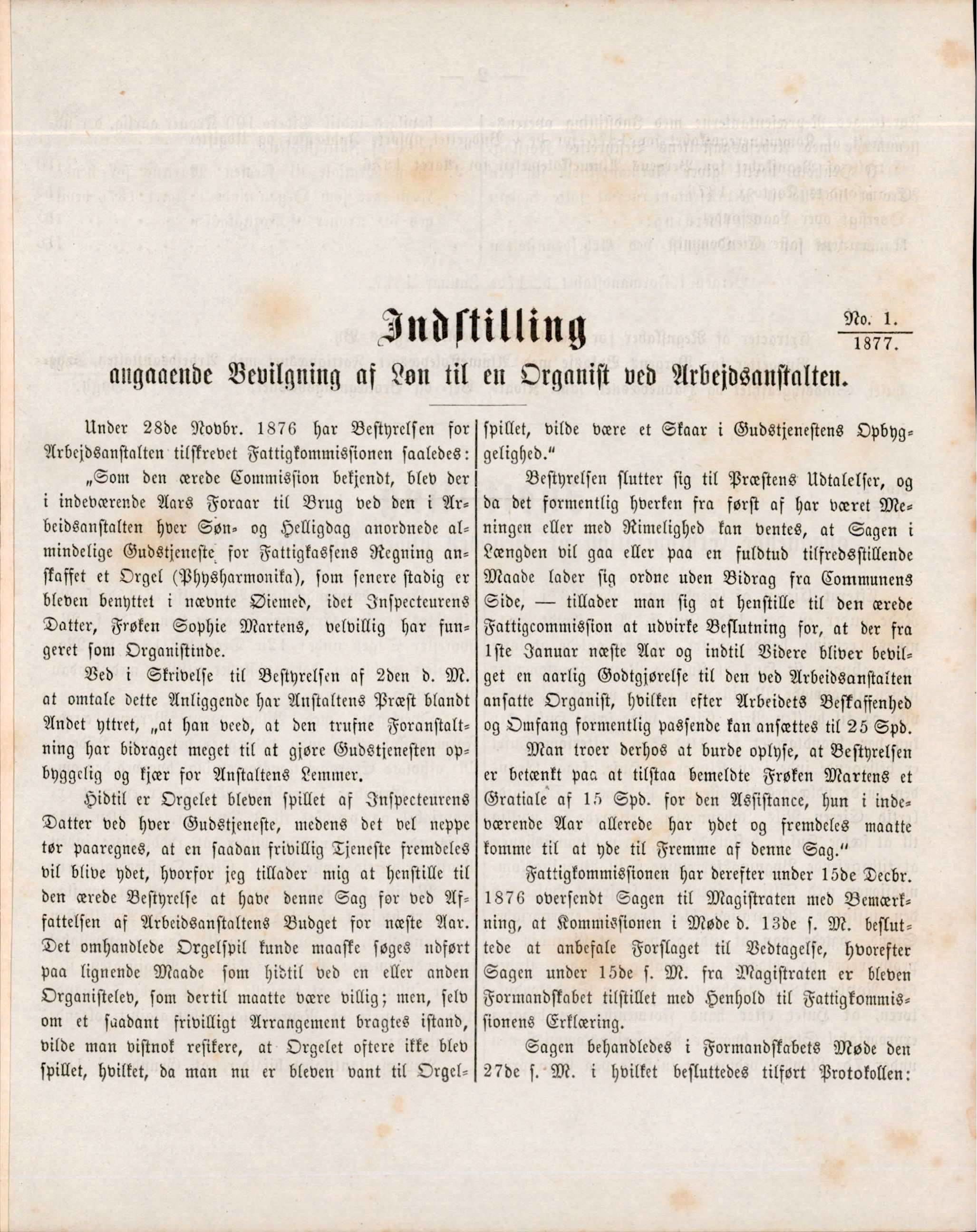 Bergen kommune. Formannskapet, BBA/A-0003/Ad/L0032: Bergens Kommuneforhandlinger, 1877