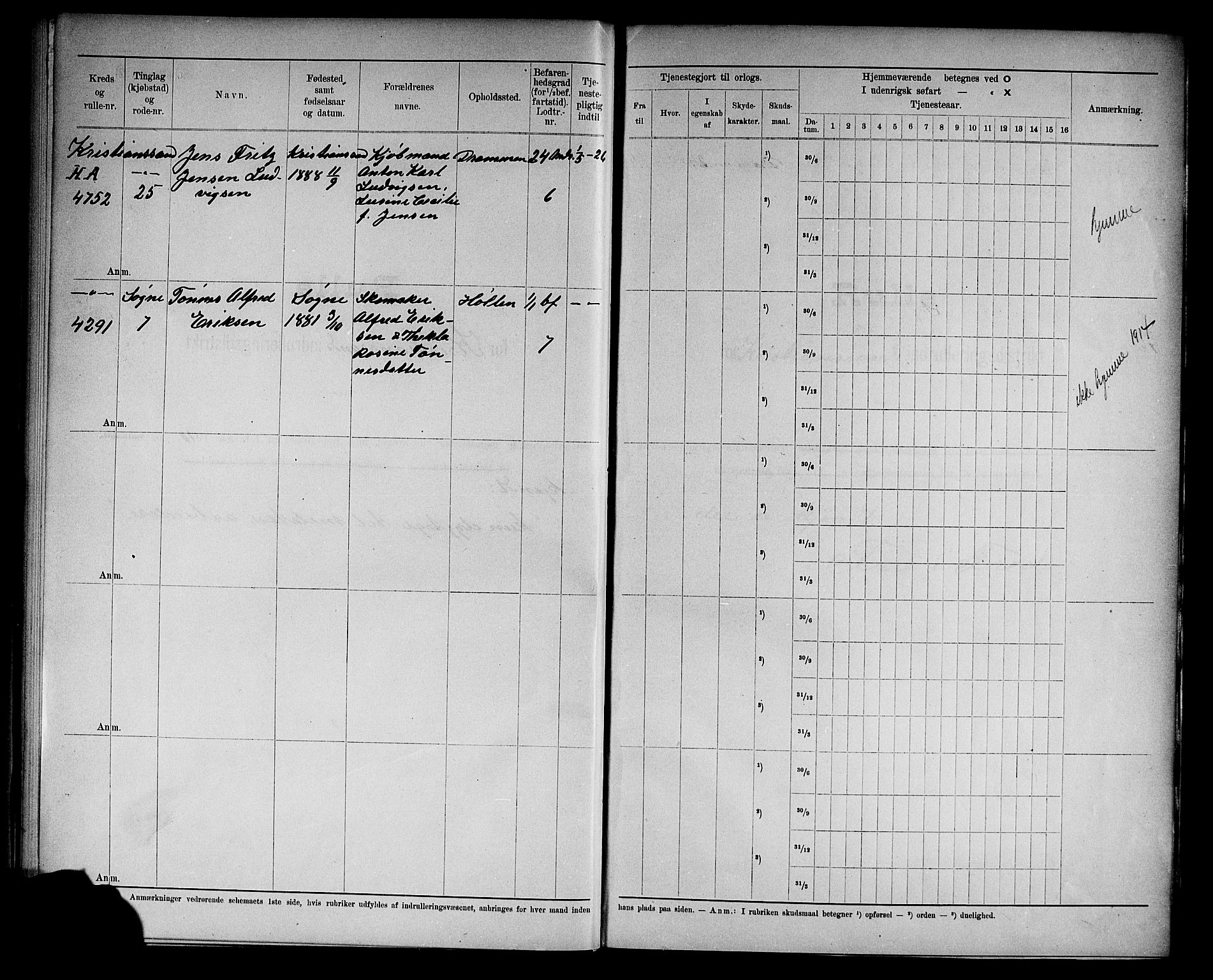 Kristiansand mønstringskrets, AV/SAK-2031-0015/F/Fd/L0012: Rulle sjøvernepliktige, C-12, 1910, s. 38