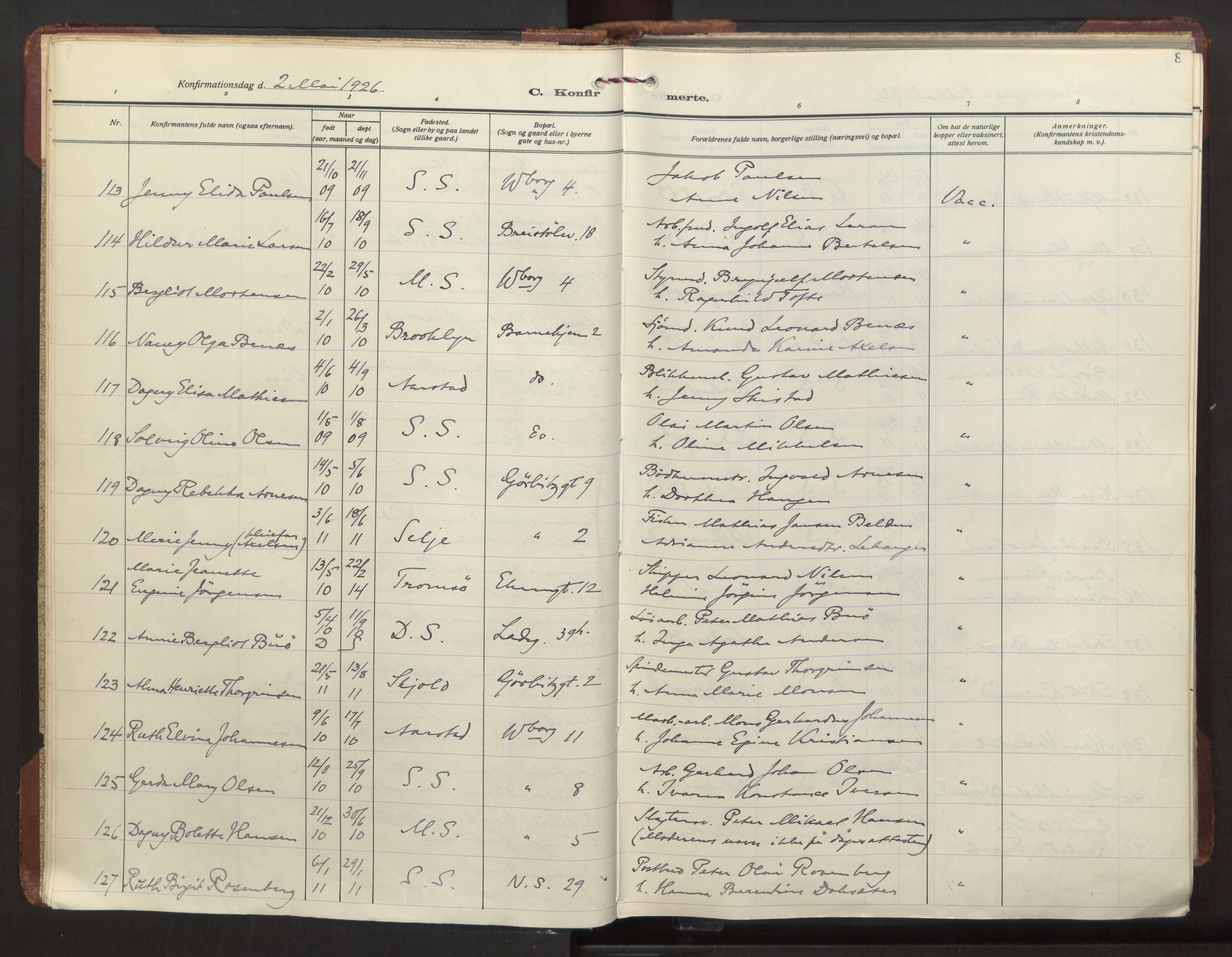 Sandviken Sokneprestembete, AV/SAB-A-77601/H/Ha/L0013: Ministerialbok nr. C 4, 1926-1943, s. 8