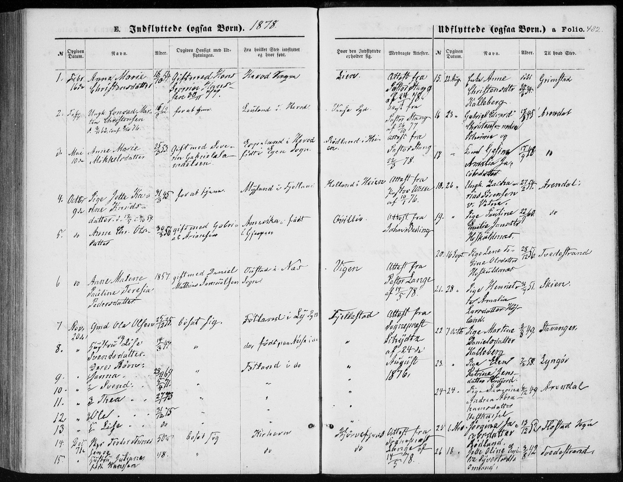 Lista sokneprestkontor, SAK/1111-0027/F/Fb/L0004: Klokkerbok nr. B 4, 1877-1891, s. 482