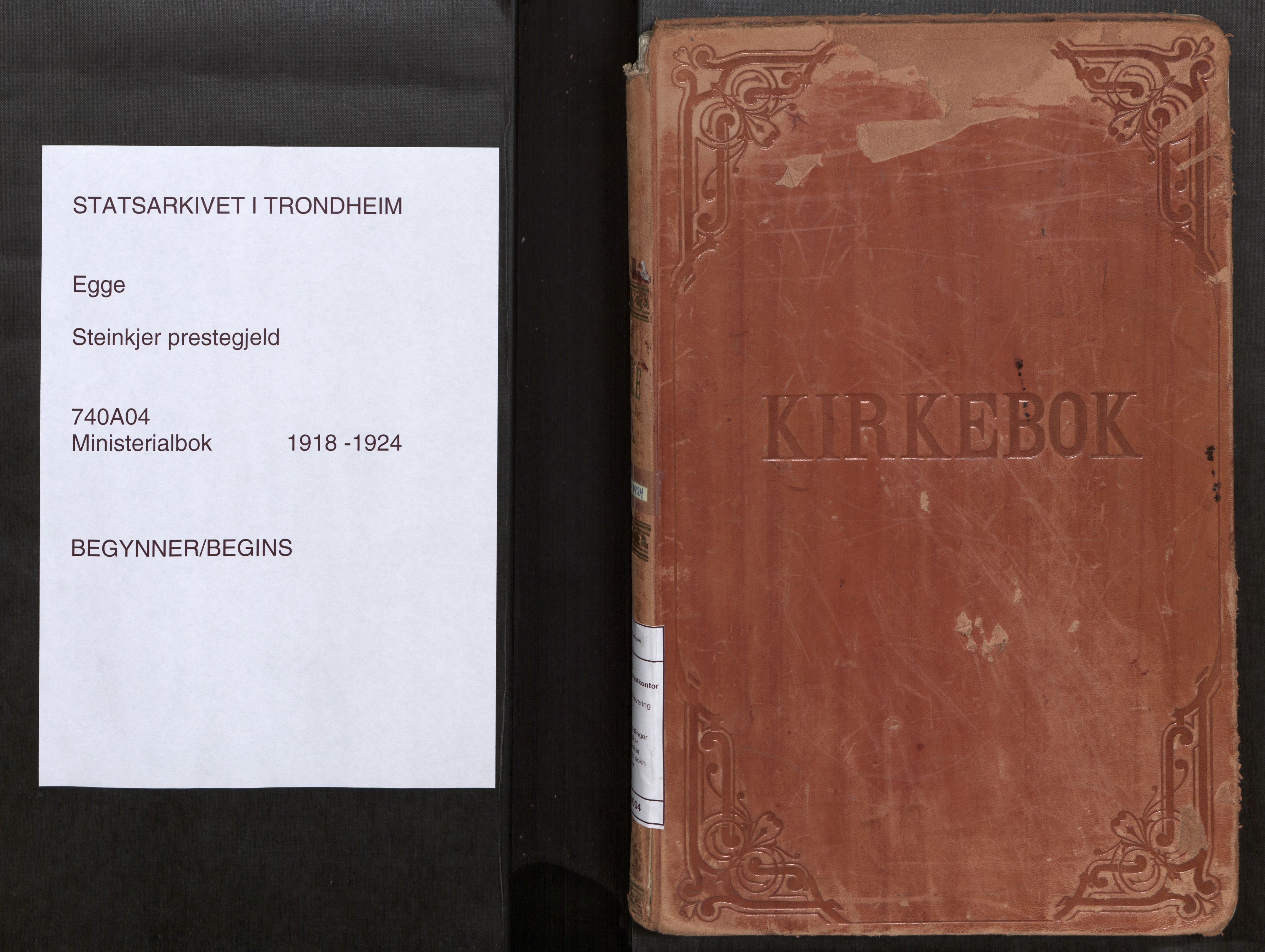 Steinkjer sokneprestkontor, SAT/A-1541/01/H/Ha/Haa/L0004: Ministerialbok nr. 4, 1918-1924