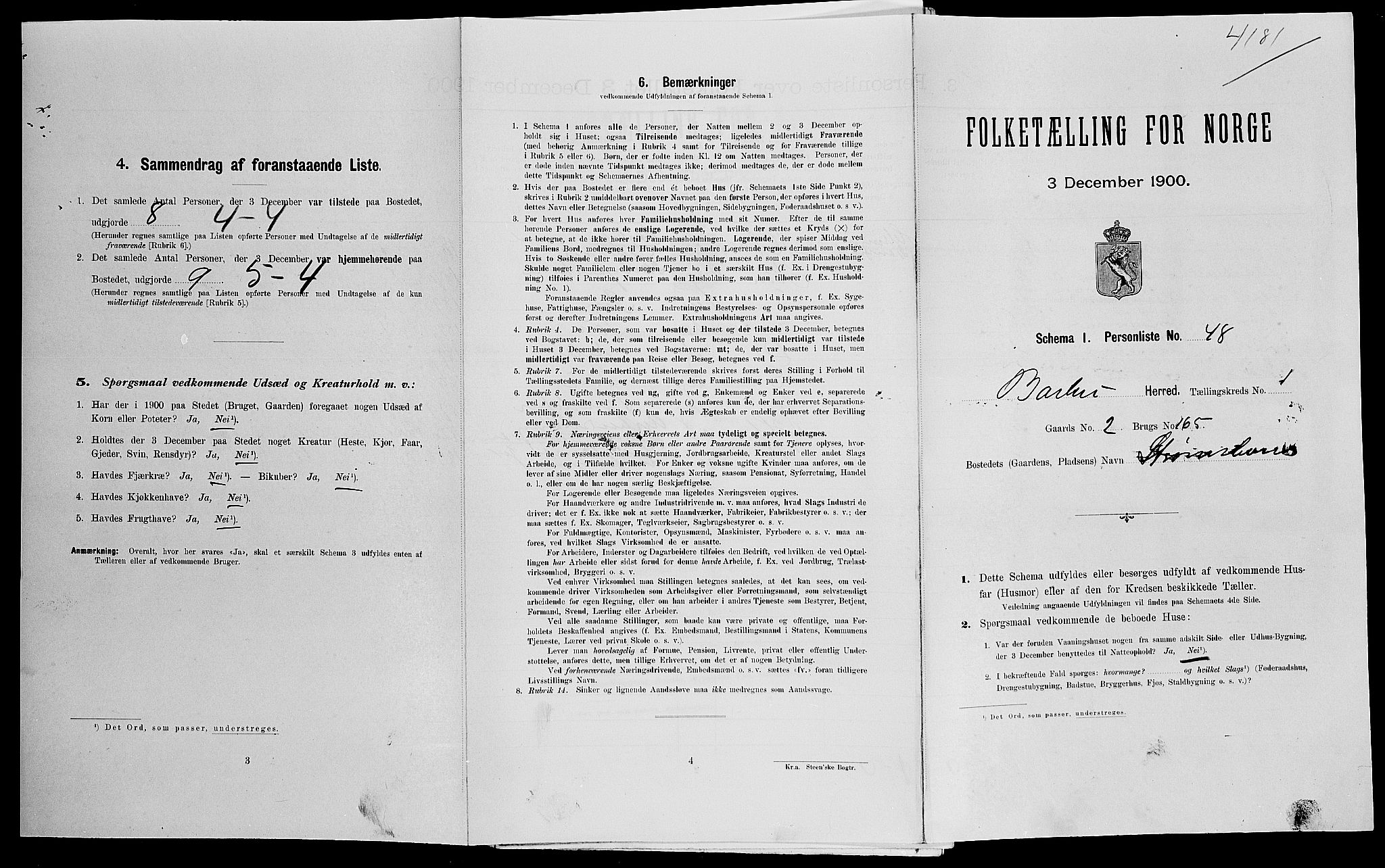 SAK, Folketelling 1900 for 0990 Barbu herred, 1900, s. 250