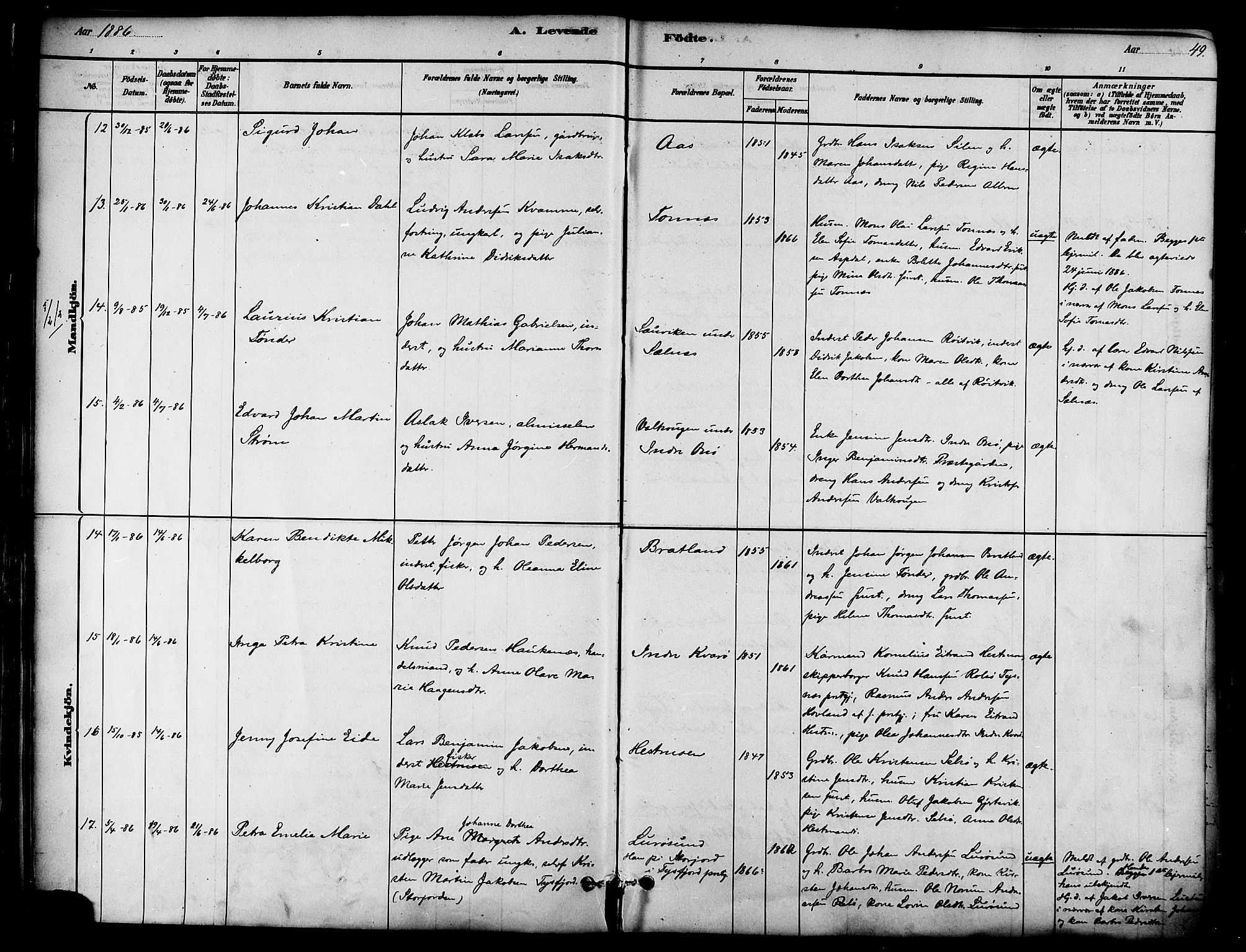 Ministerialprotokoller, klokkerbøker og fødselsregistre - Nordland, AV/SAT-A-1459/839/L0568: Ministerialbok nr. 839A05, 1880-1902, s. 49