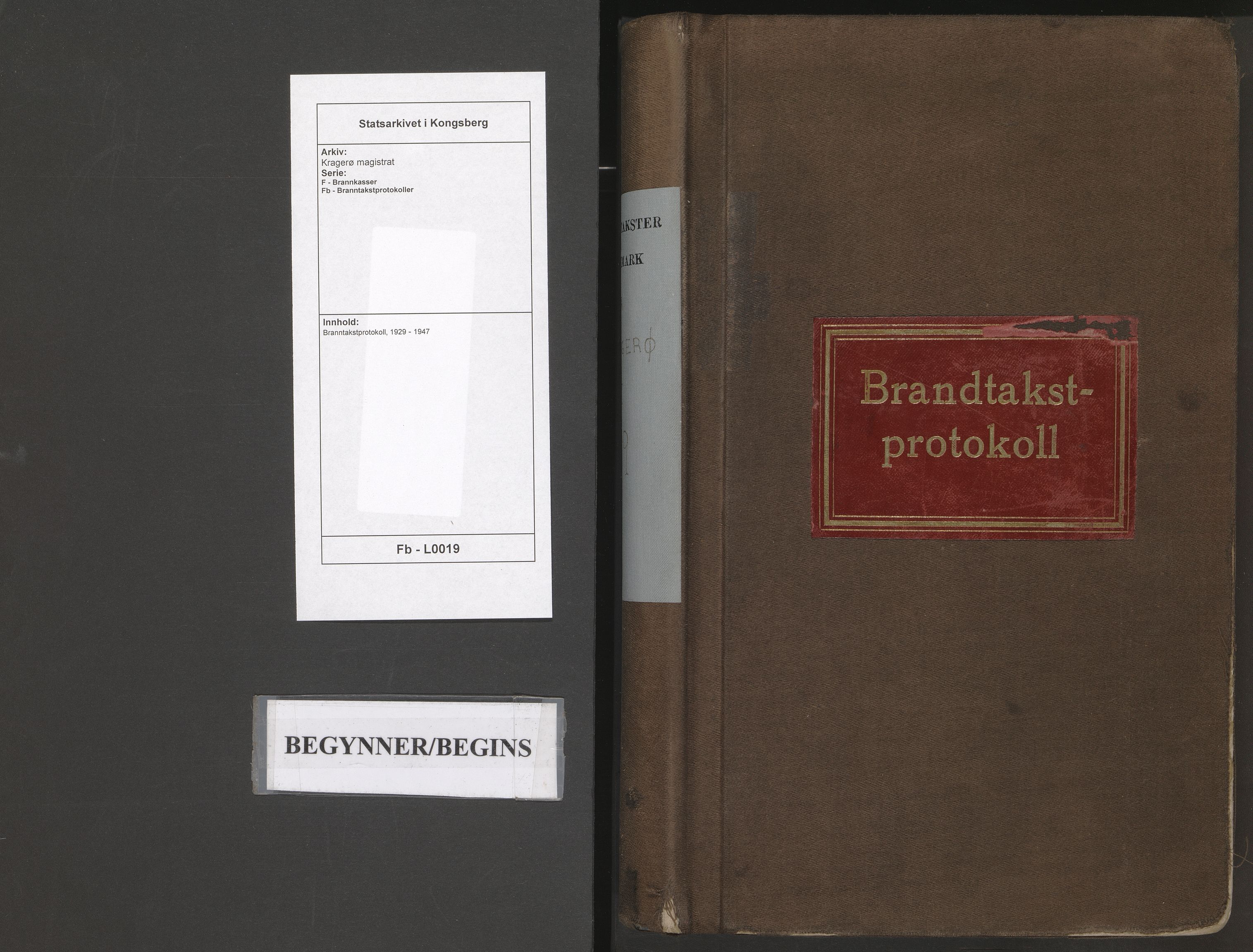 Kragerø magistrat, SAKO/A-858/F/Fb/L0019: Branntakstprotokoll, 1929-1947