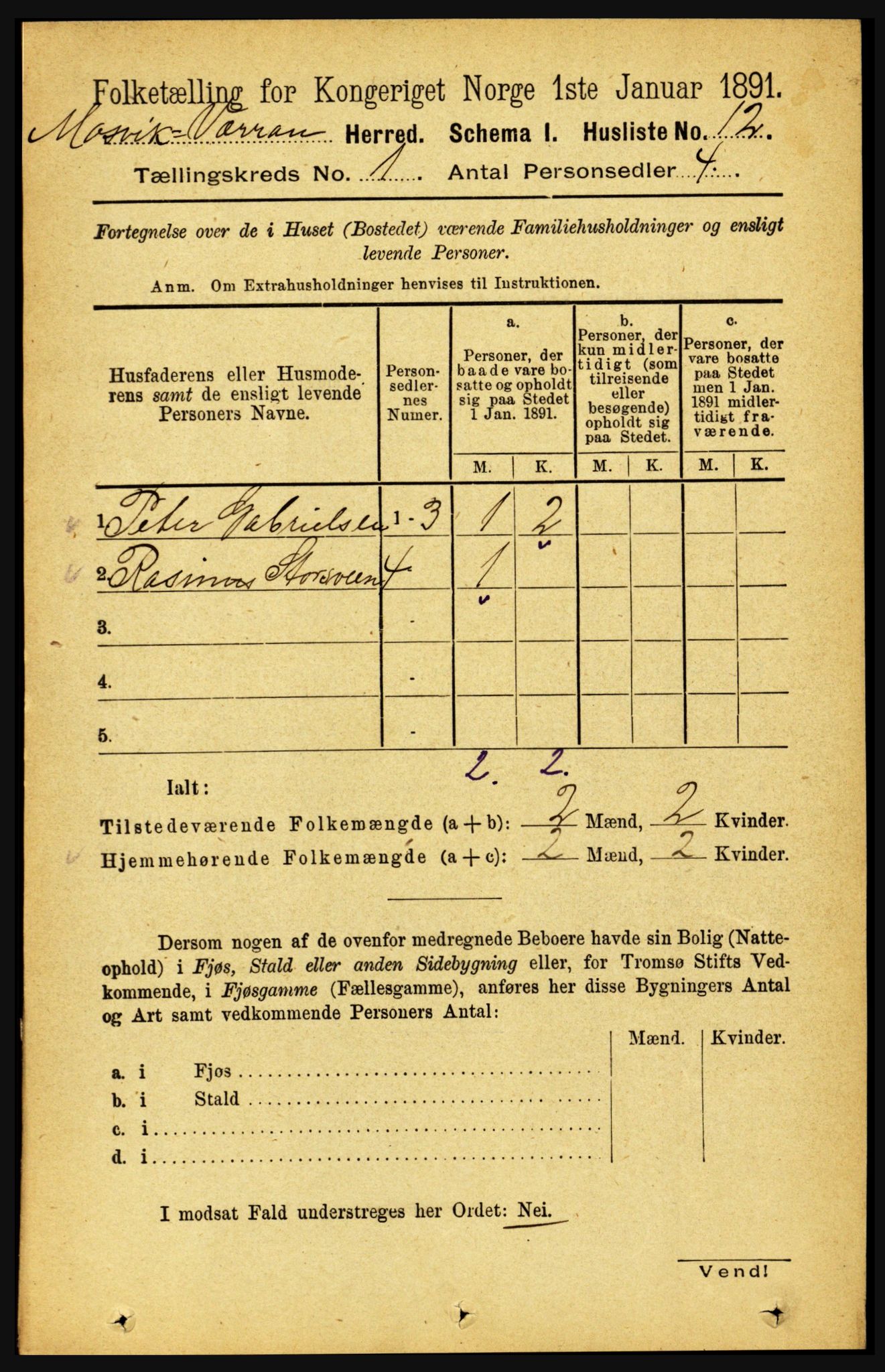 RA, Folketelling 1891 for 1723 Mosvik og Verran herred, 1891, s. 35