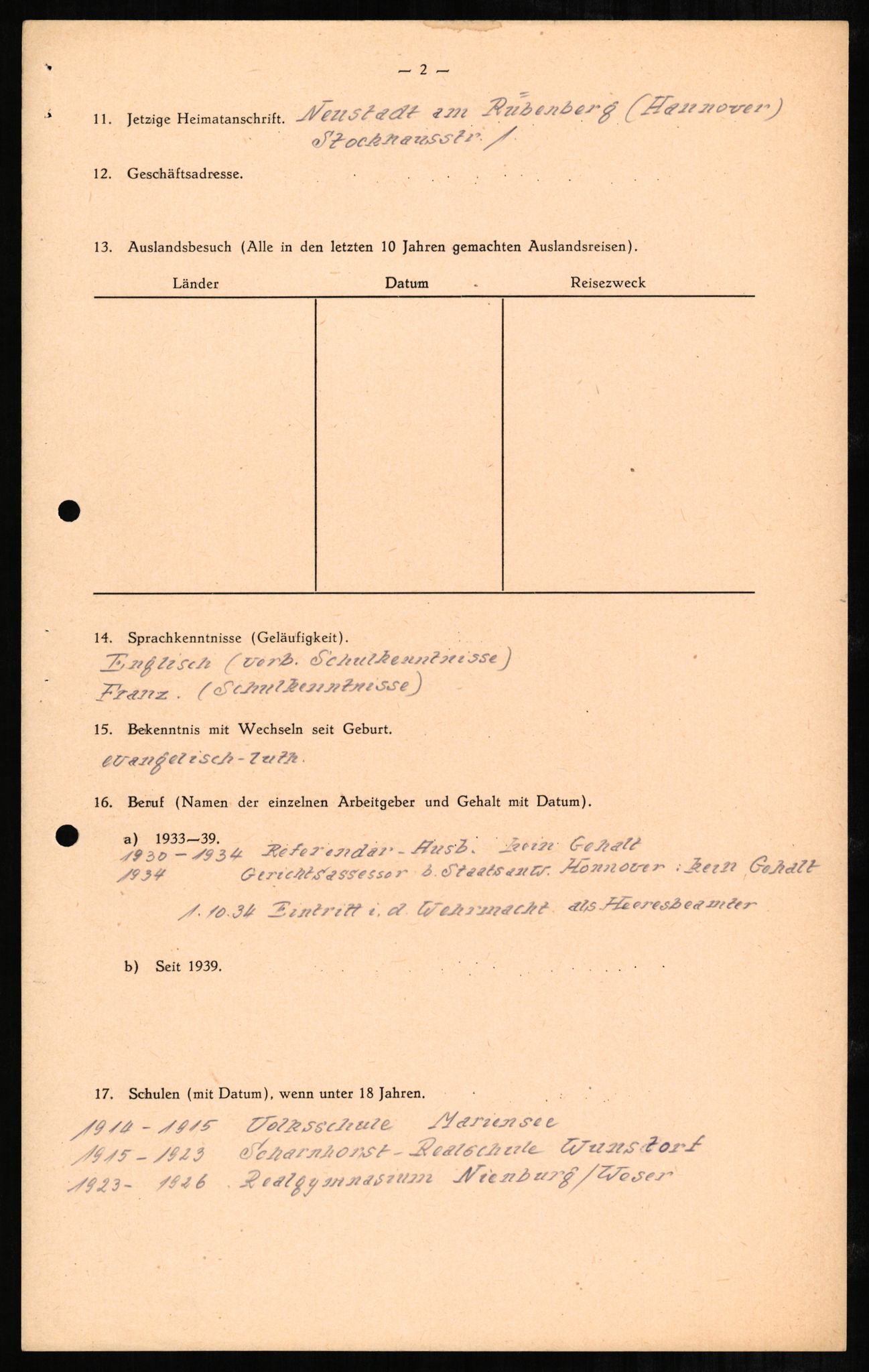 Forsvaret, Forsvarets overkommando II, RA/RAFA-3915/D/Db/L0001: CI Questionaires. Tyske okkupasjonsstyrker i Norge. Tyskere., 1945-1946, s. 240