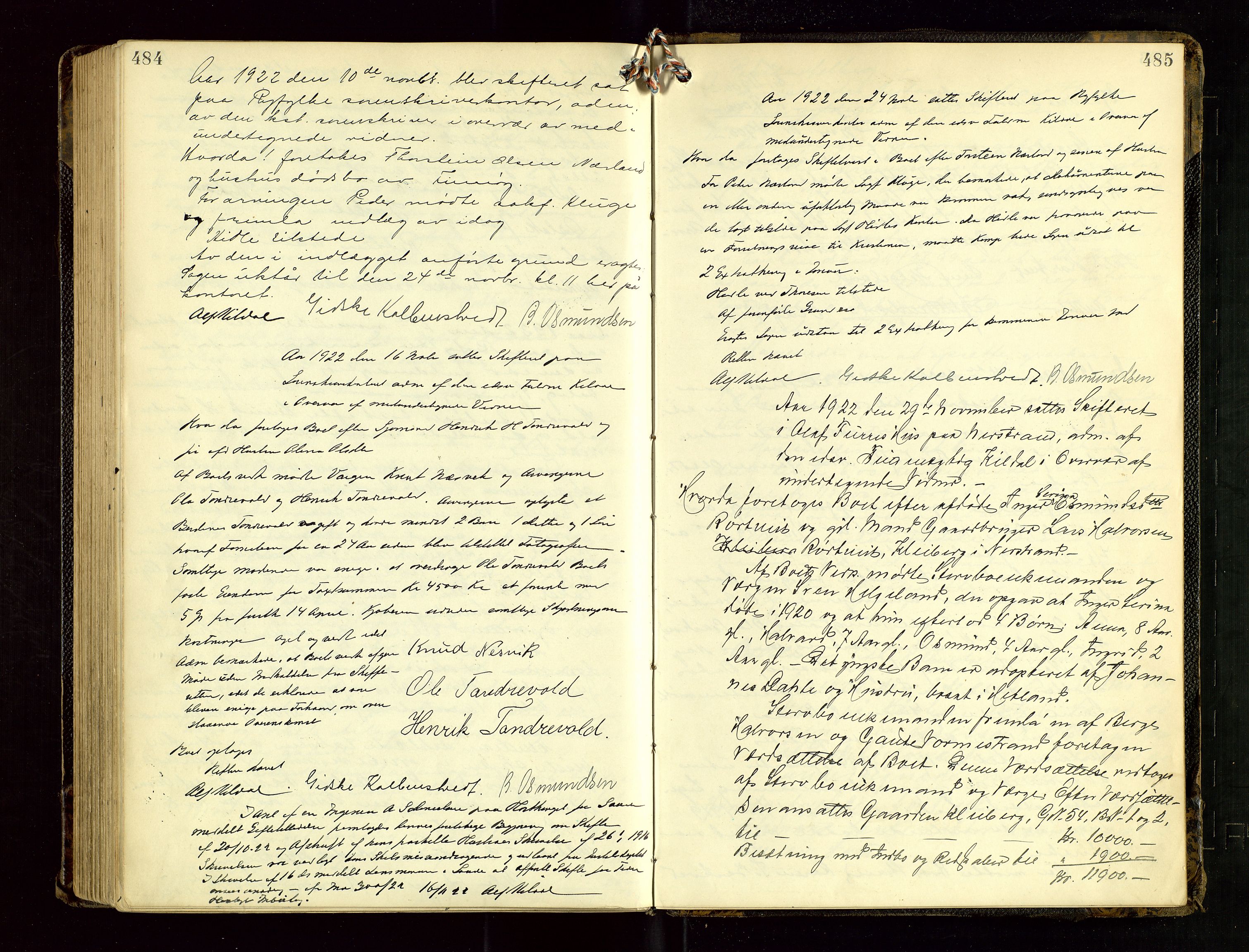 Ryfylke tingrett, AV/SAST-A-100055/001/IV/IVF/L0017: Skifteforhandlingsprotokoll, 1915-1923, s. 484-485