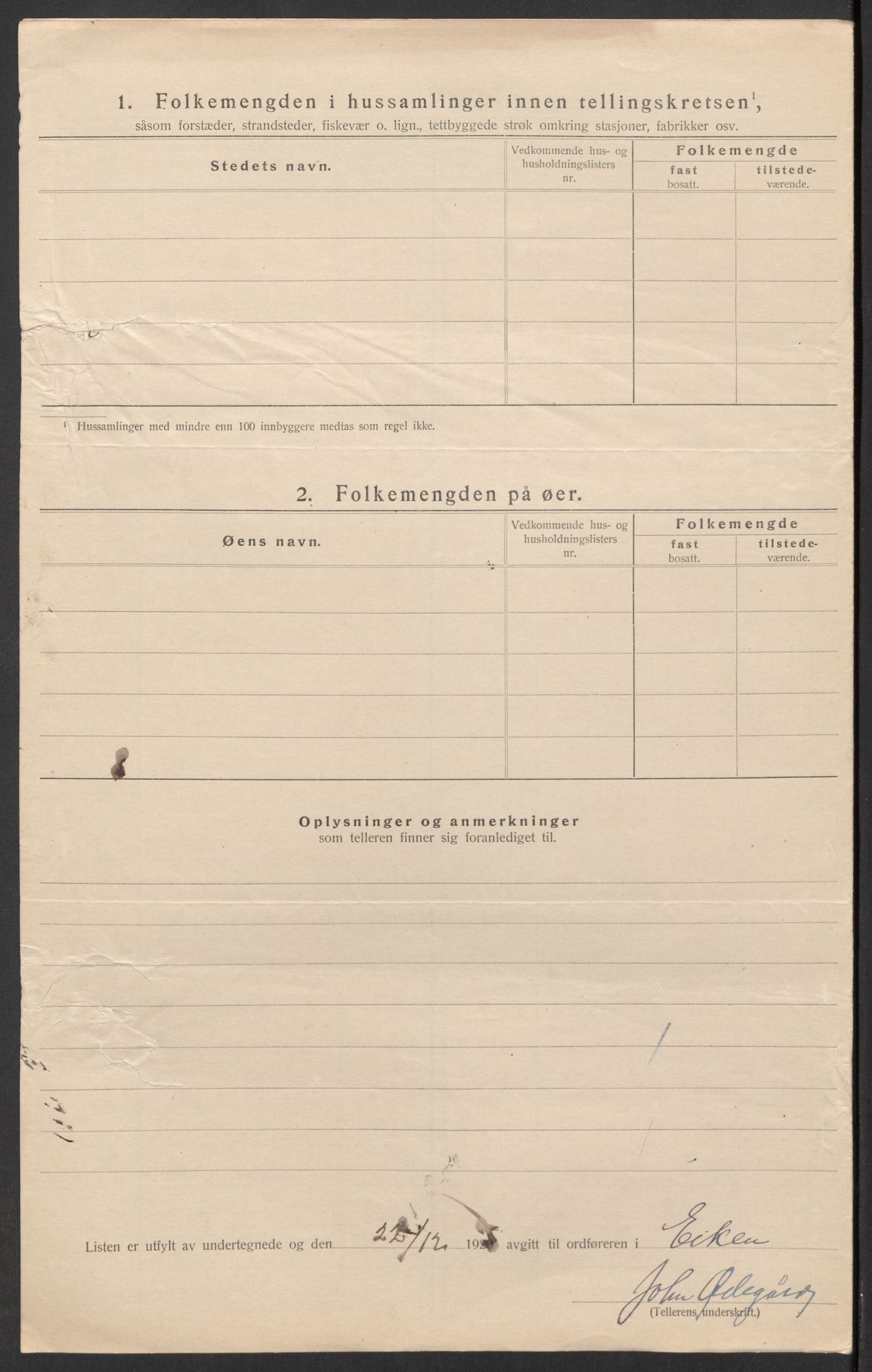 SAK, Folketelling 1920 for 1035 Eiken herred, 1920, s. 11