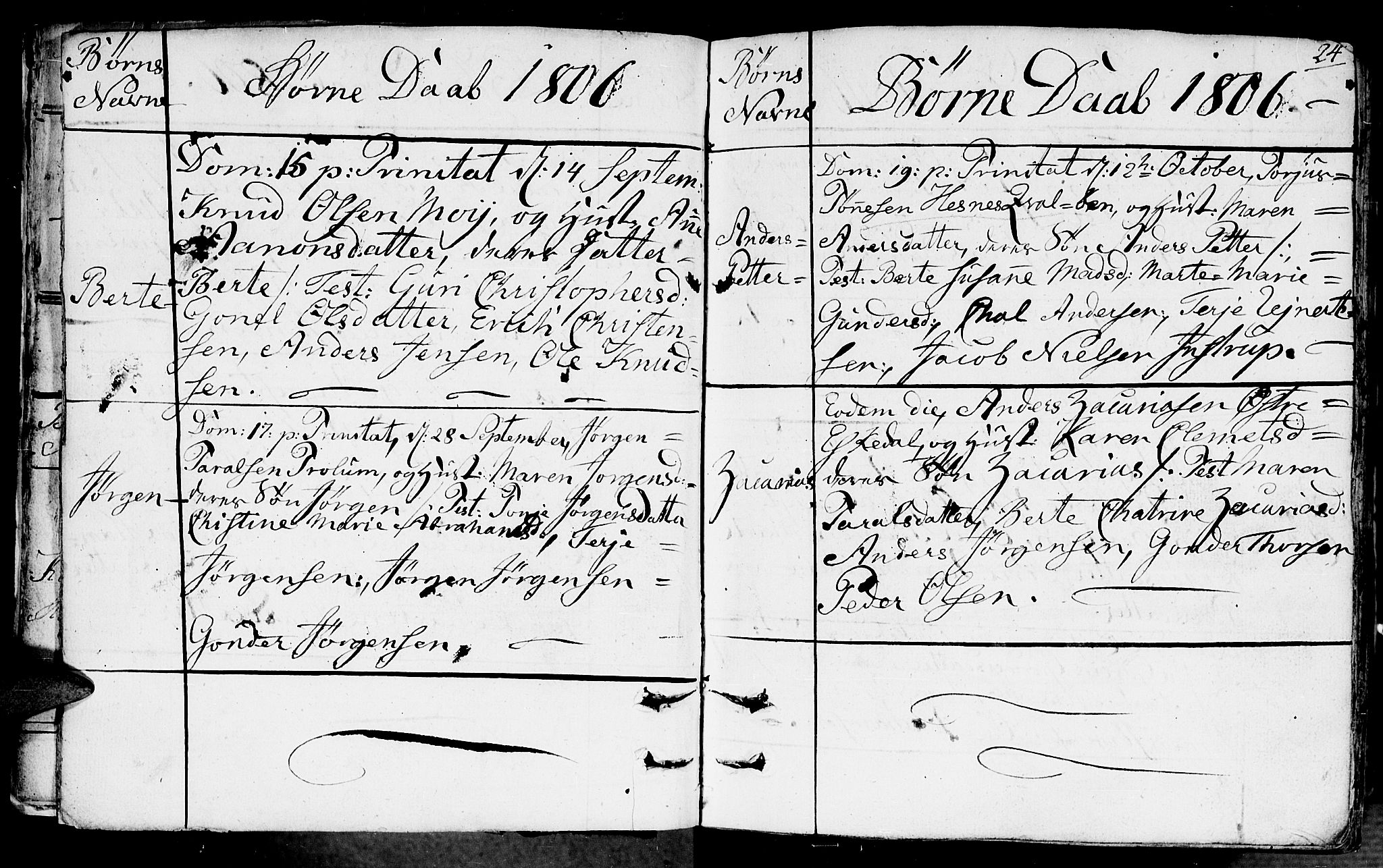 Fjære sokneprestkontor, AV/SAK-1111-0011/F/Fb/L0006: Klokkerbok nr. B 6, 1803-1817, s. 24
