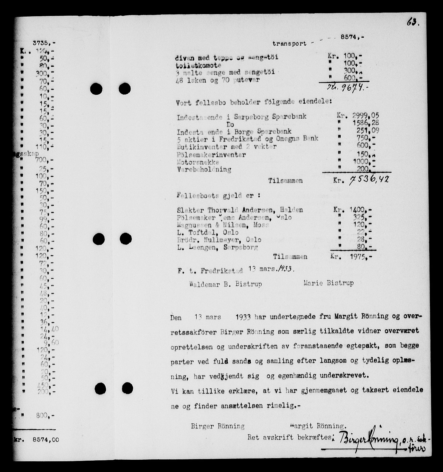 Tune sorenskriveri, AV/SAO-A-10470/G/Gb/Gbb/L0004: Pantebok nr. II 20-24, 1933-1935, Tingl.dato: 17.03.1933