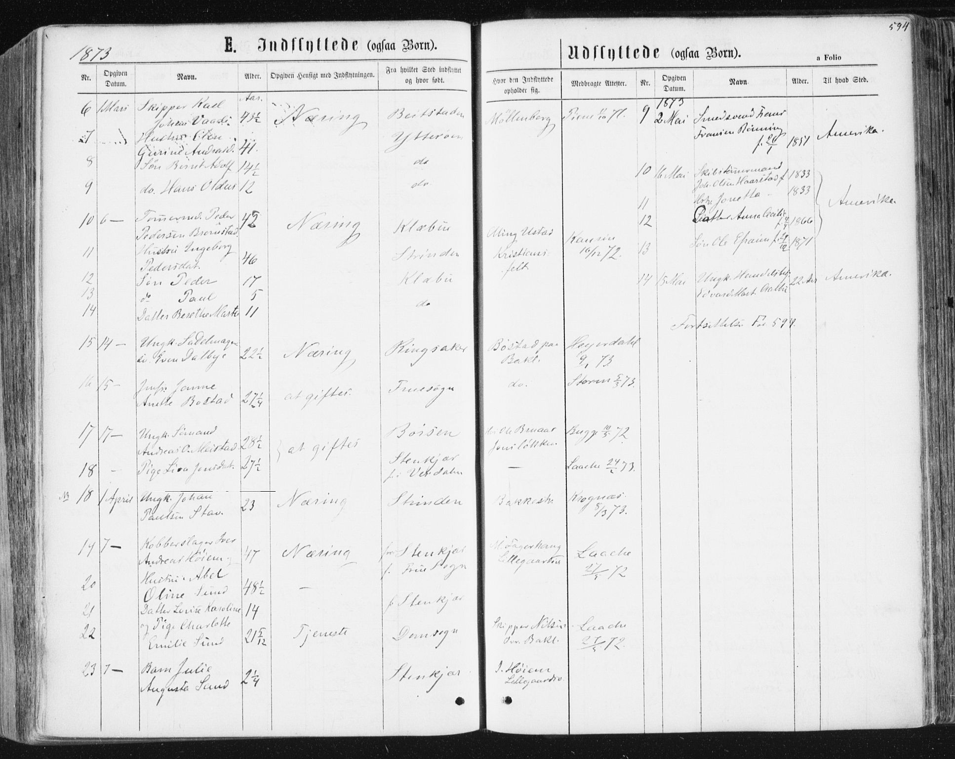 Ministerialprotokoller, klokkerbøker og fødselsregistre - Sør-Trøndelag, SAT/A-1456/604/L0186: Ministerialbok nr. 604A07, 1866-1877, s. 594