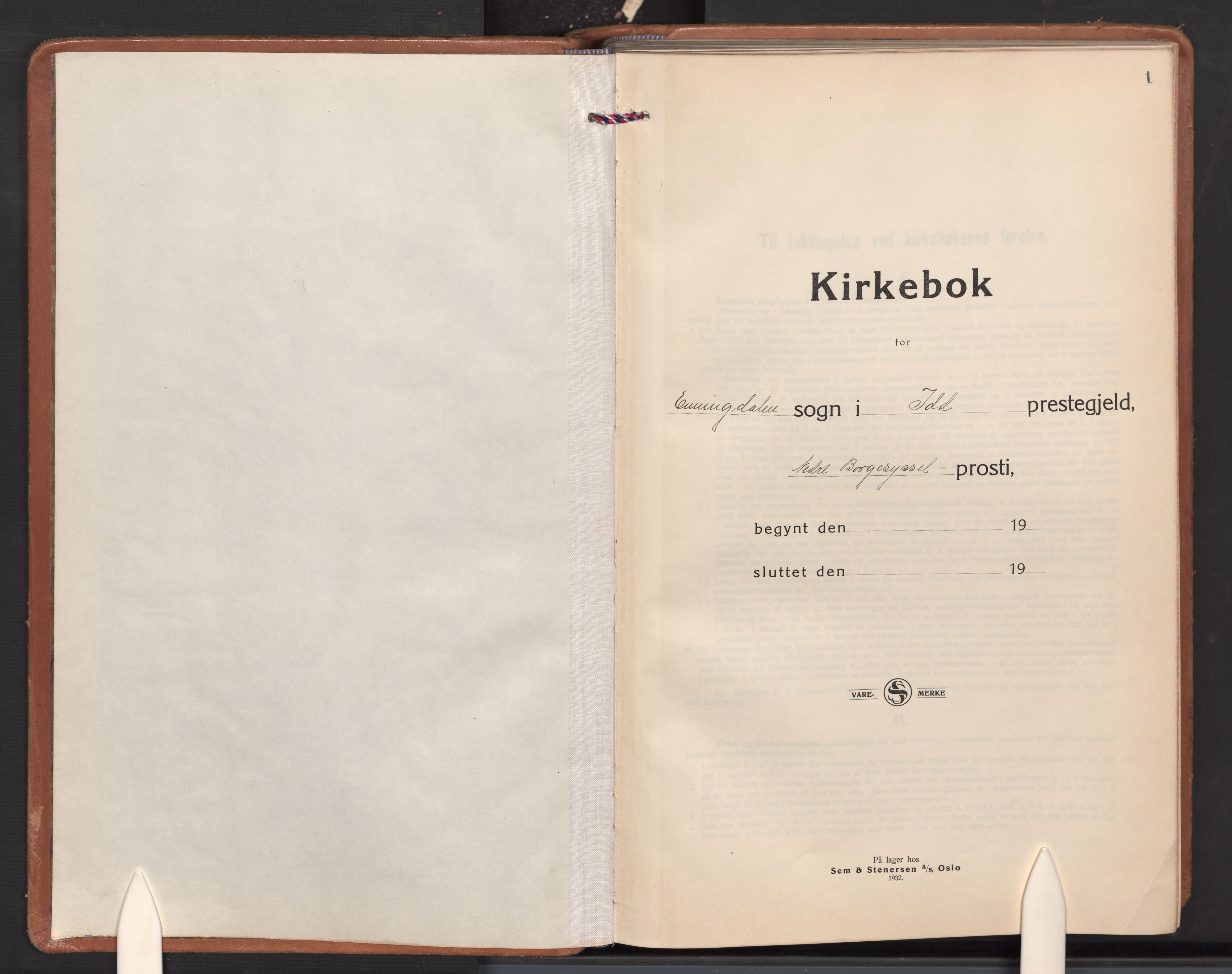 Idd prestekontor Kirkebøker, SAO/A-10911/G/Gc/L0003: Klokkerbok nr. III 3, 1933-1971, s. 1