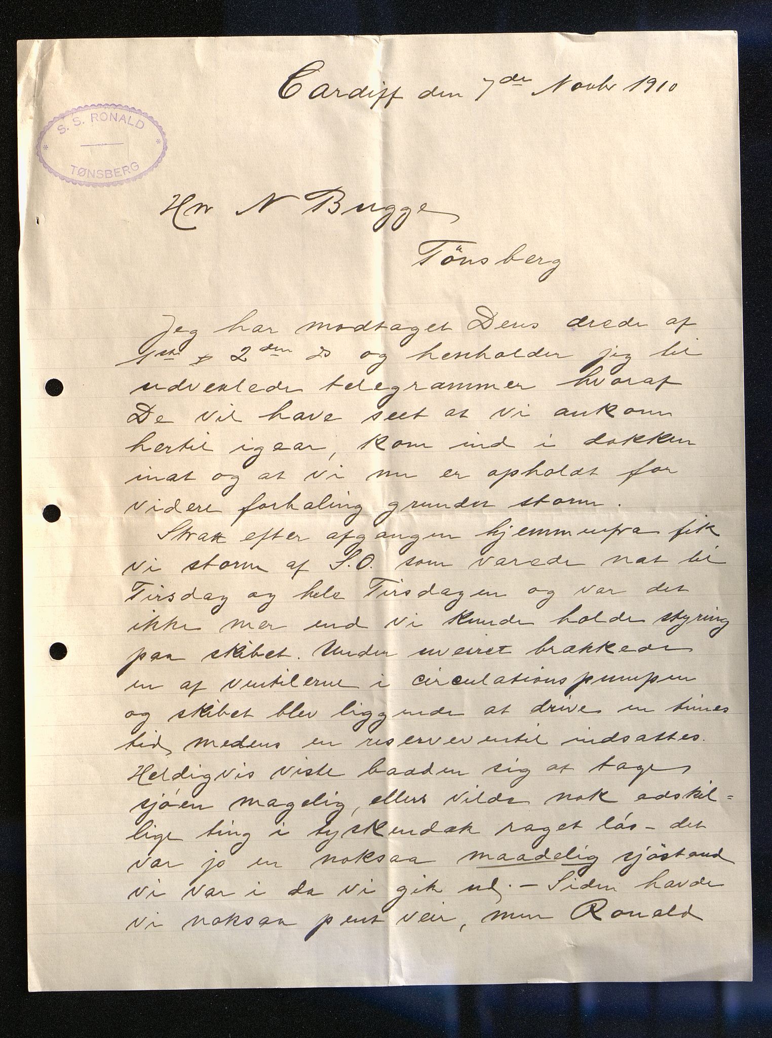 Pa 508 - AS Hektor, VEMU/A-1582/D/L0001: Brev og telegrammer, diverse, 1910-1911