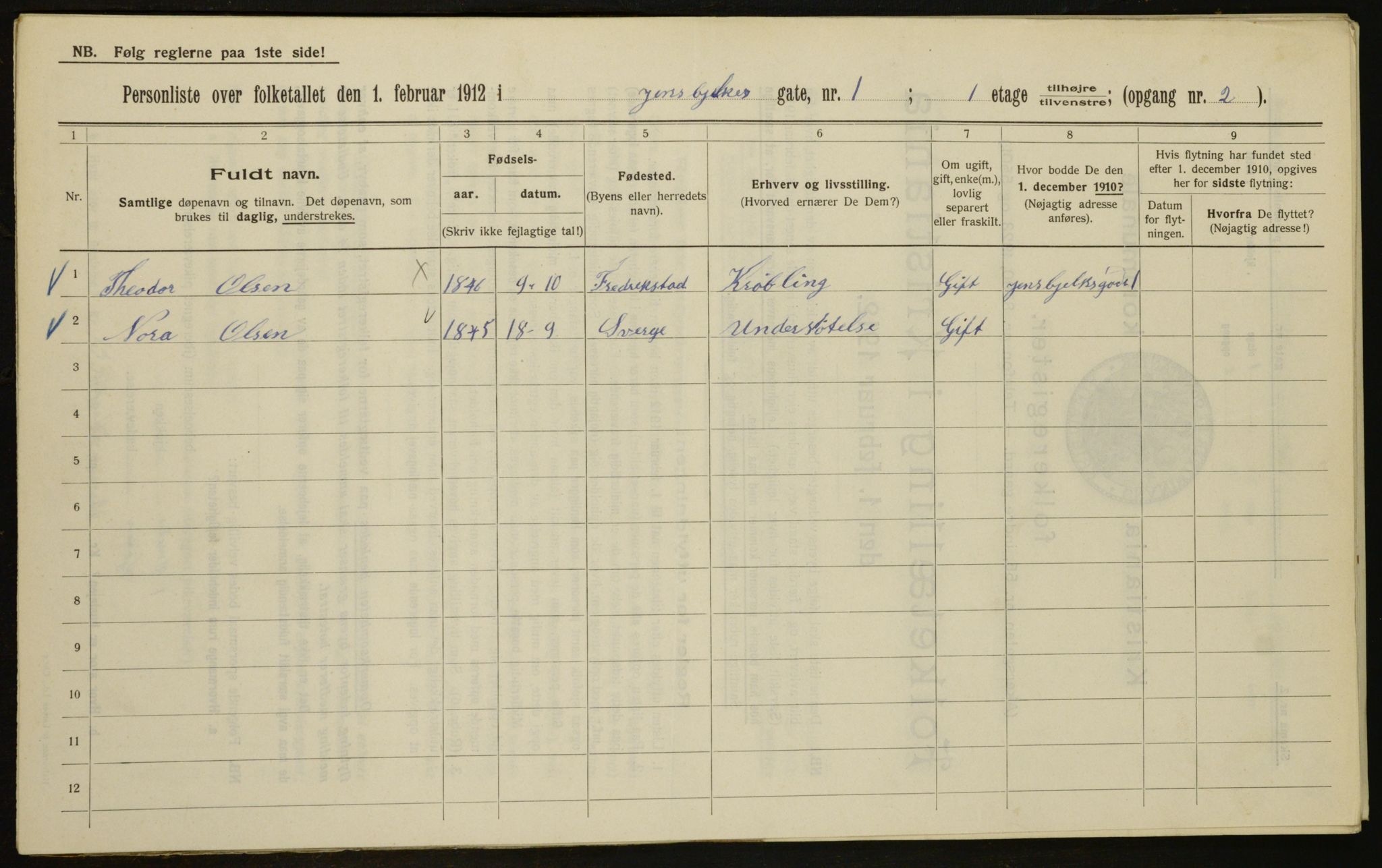 OBA, Kommunal folketelling 1.2.1912 for Kristiania, 1912, s. 45777