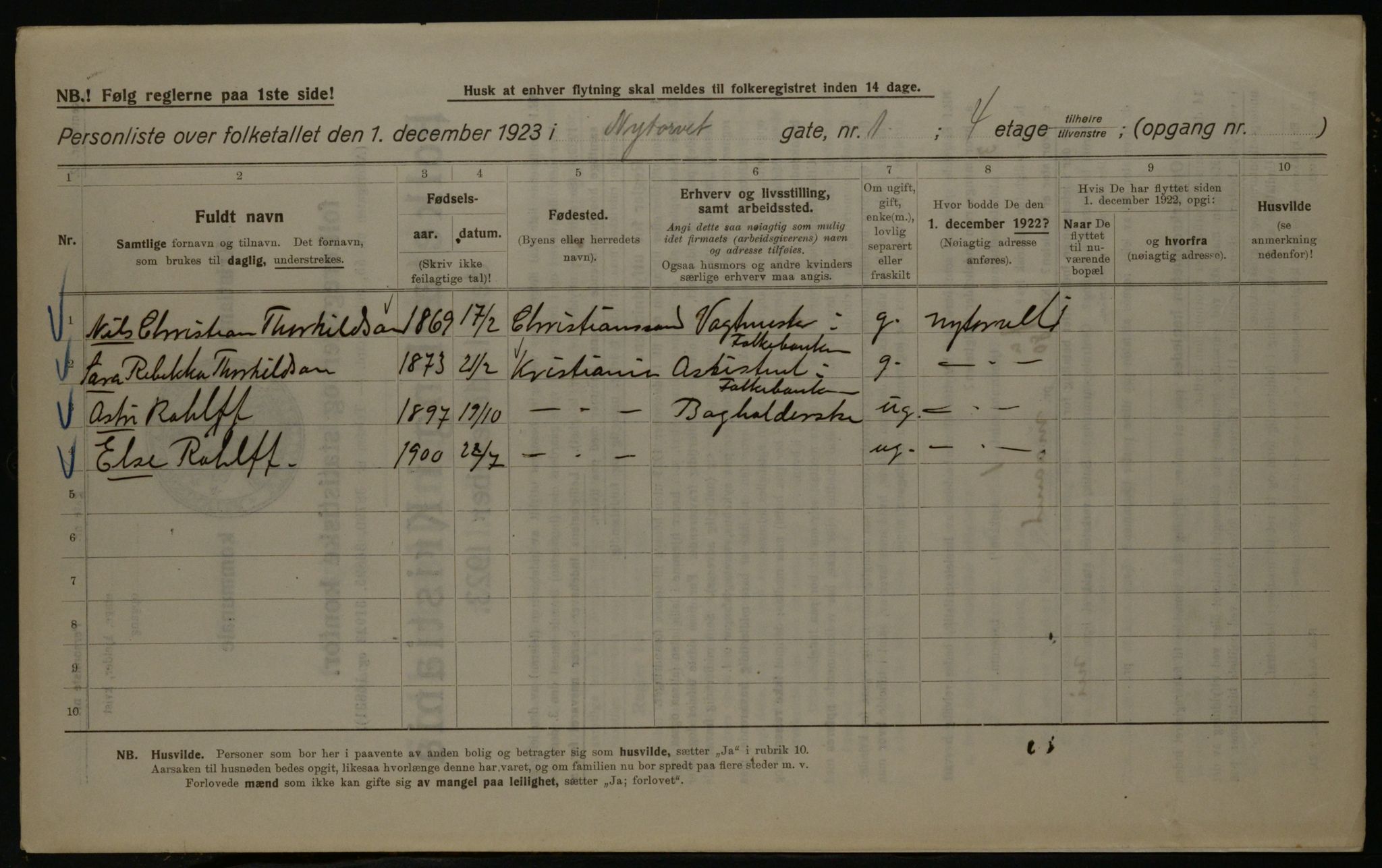 OBA, Kommunal folketelling 1.12.1923 for Kristiania, 1923, s. 81311