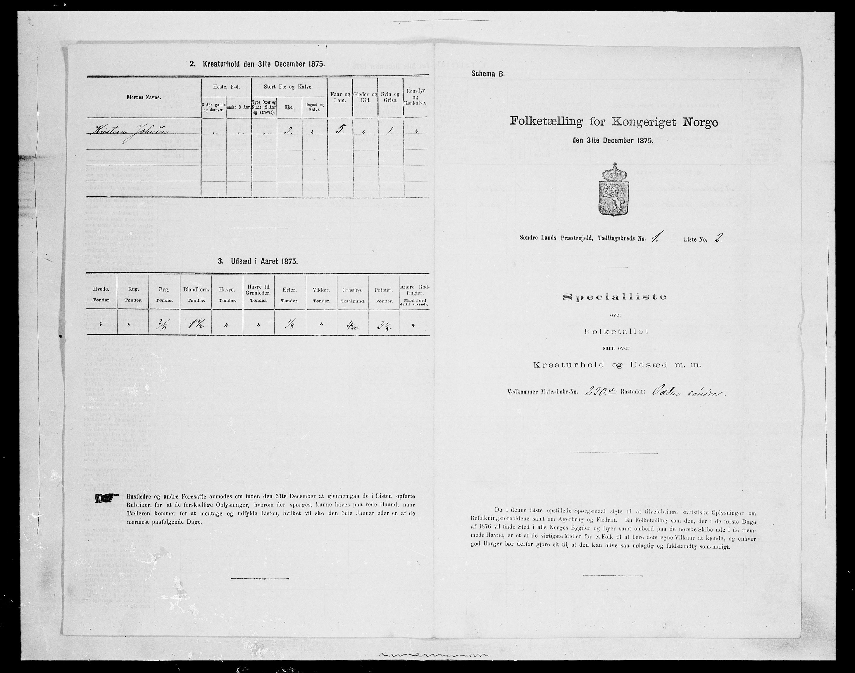 SAH, Folketelling 1875 for 0536P Søndre Land prestegjeld, 1875, s. 88