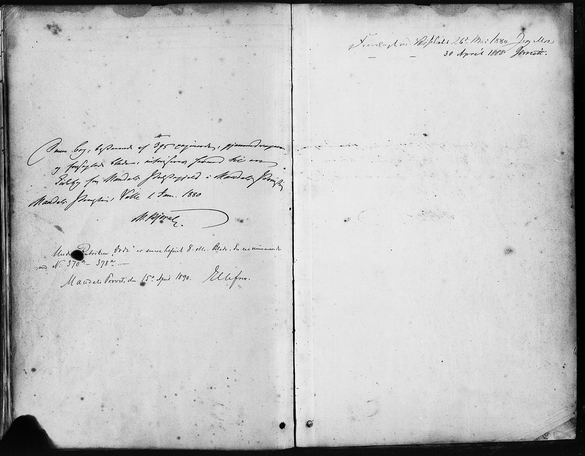 Mandal sokneprestkontor, SAK/1111-0030/F/Fa/Faa/L0016: Ministerialbok nr. A 16, 1880-1890