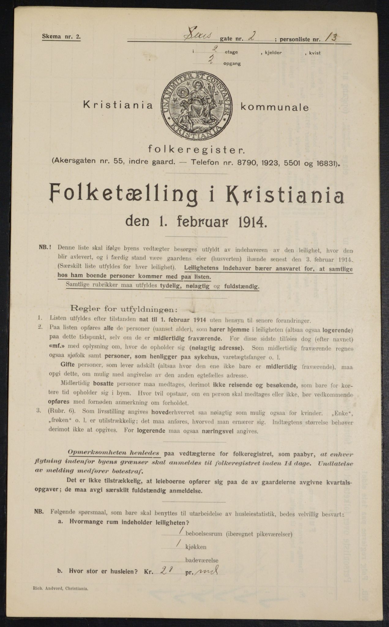 OBA, Kommunal folketelling 1.2.1914 for Kristiania, 1914, s. 94439