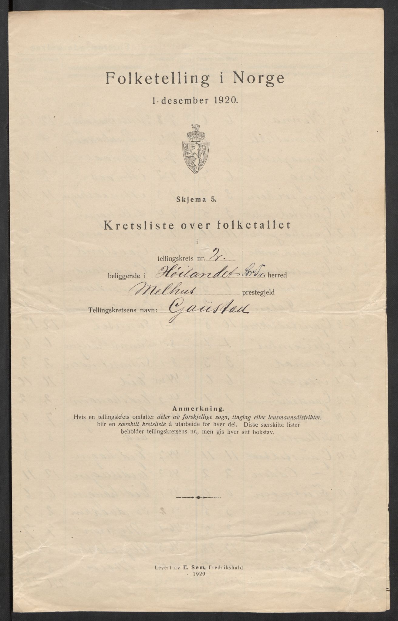 SAT, Folketelling 1920 for 1651 Hølonda herred, 1920, s. 9