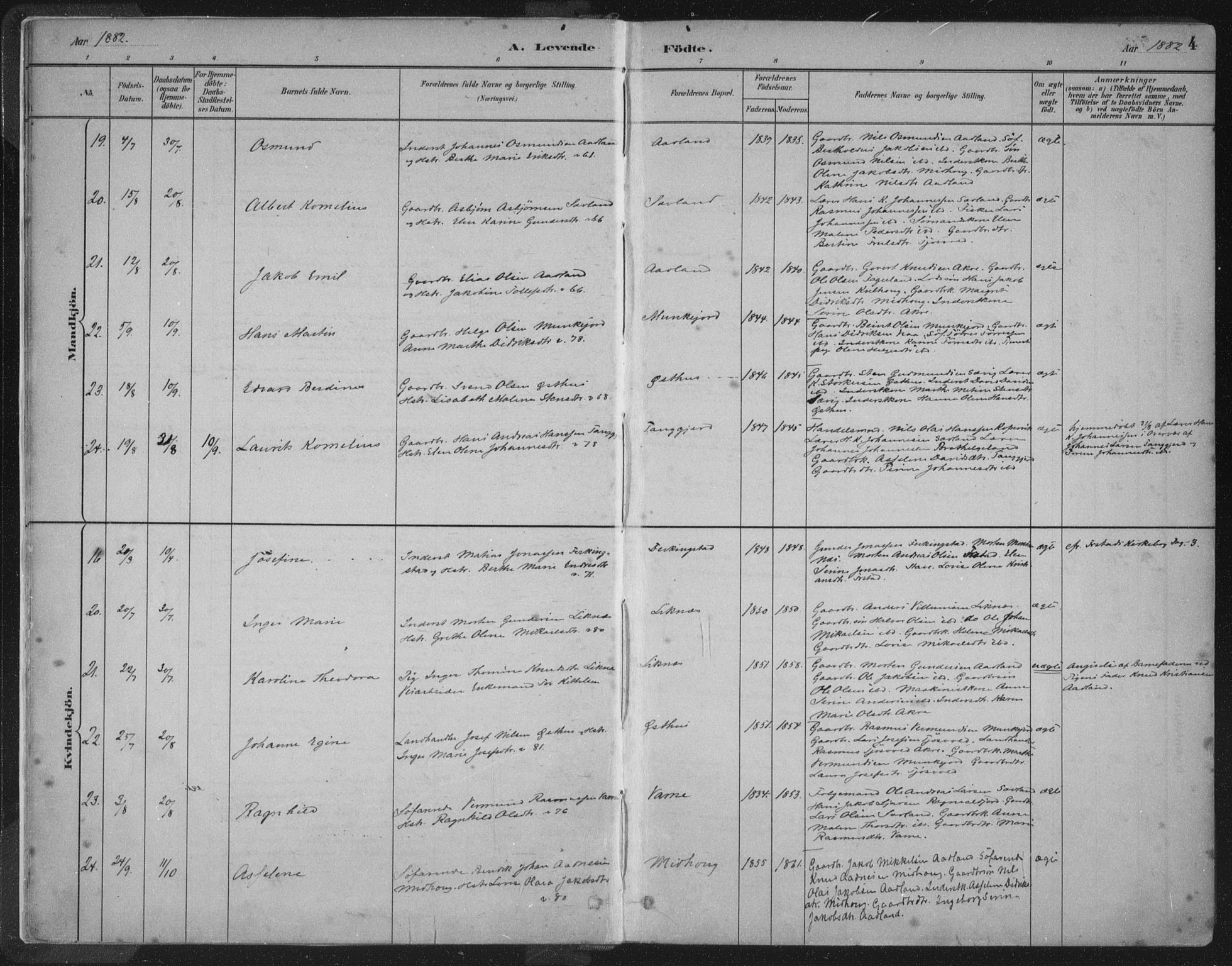 Kopervik sokneprestkontor, AV/SAST-A-101850/H/Ha/Haa/L0004: Ministerialbok nr. A 4, 1882-1905, s. 4