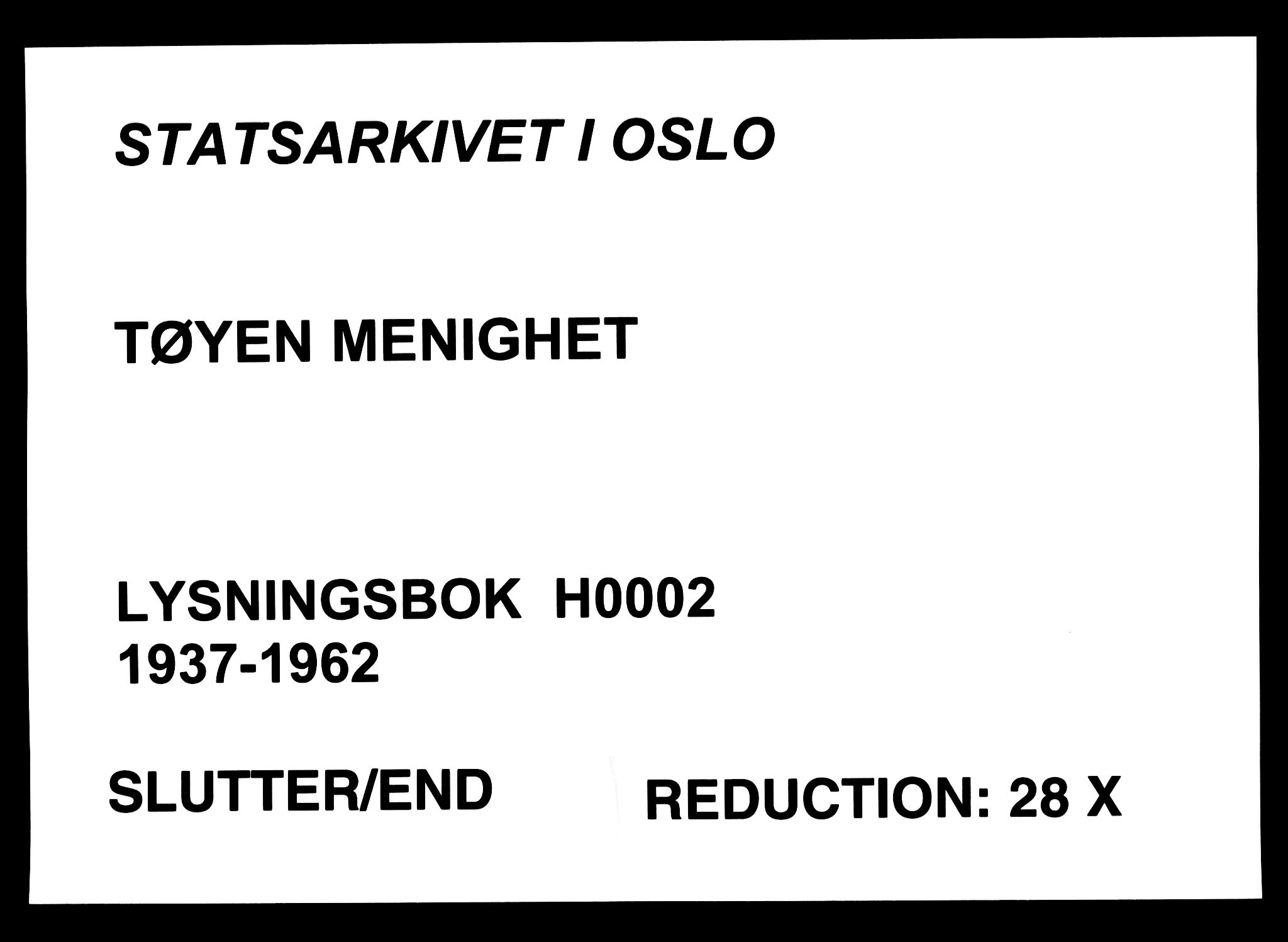 Tøyen prestekontor Kirkebøker, AV/SAO-A-10167a/H/Ha/L0002: Lysningsprotokoll nr. 2, 1937-1962