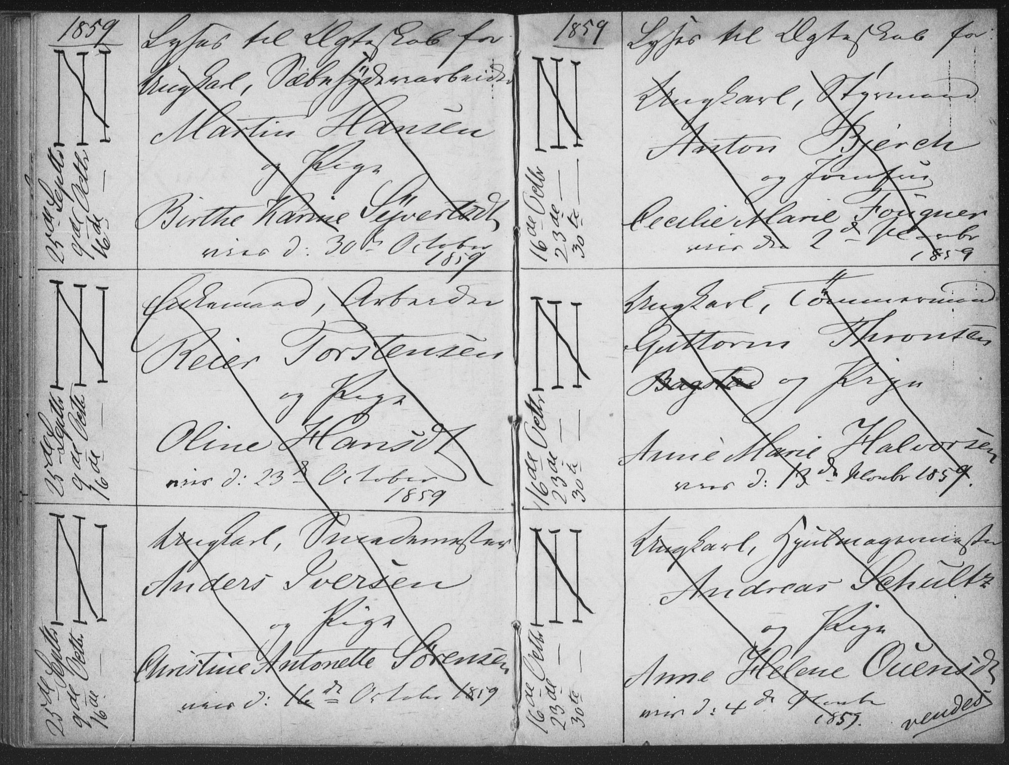 Bragernes kirkebøker, AV/SAKO-A-6/H/Ha/L0003: Lysningsprotokoll nr. 3, 1854-1859