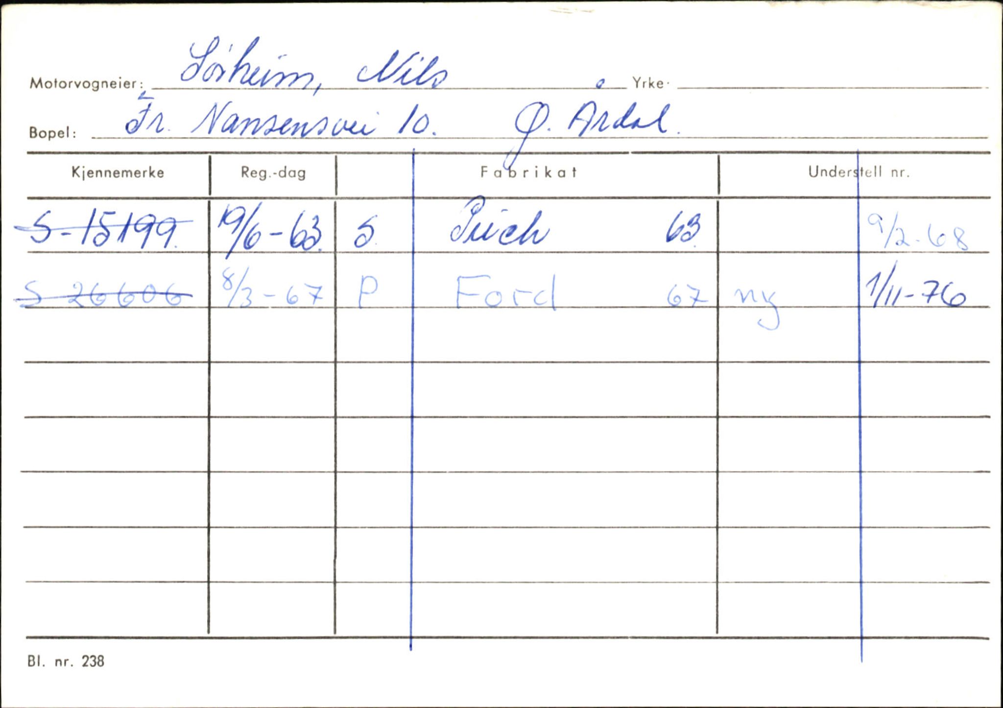 Statens vegvesen, Sogn og Fjordane vegkontor, SAB/A-5301/4/F/L0146: Registerkort Årdal R-Å samt diverse kort, 1945-1975, s. 812