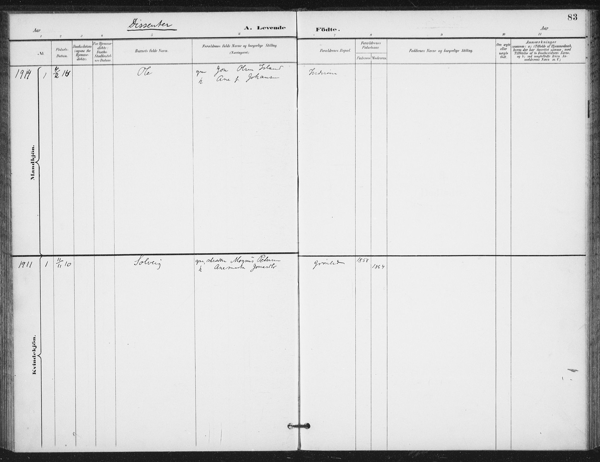 Ministerialprotokoller, klokkerbøker og fødselsregistre - Nord-Trøndelag, AV/SAT-A-1458/714/L0131: Ministerialbok nr. 714A02, 1896-1918, s. 83