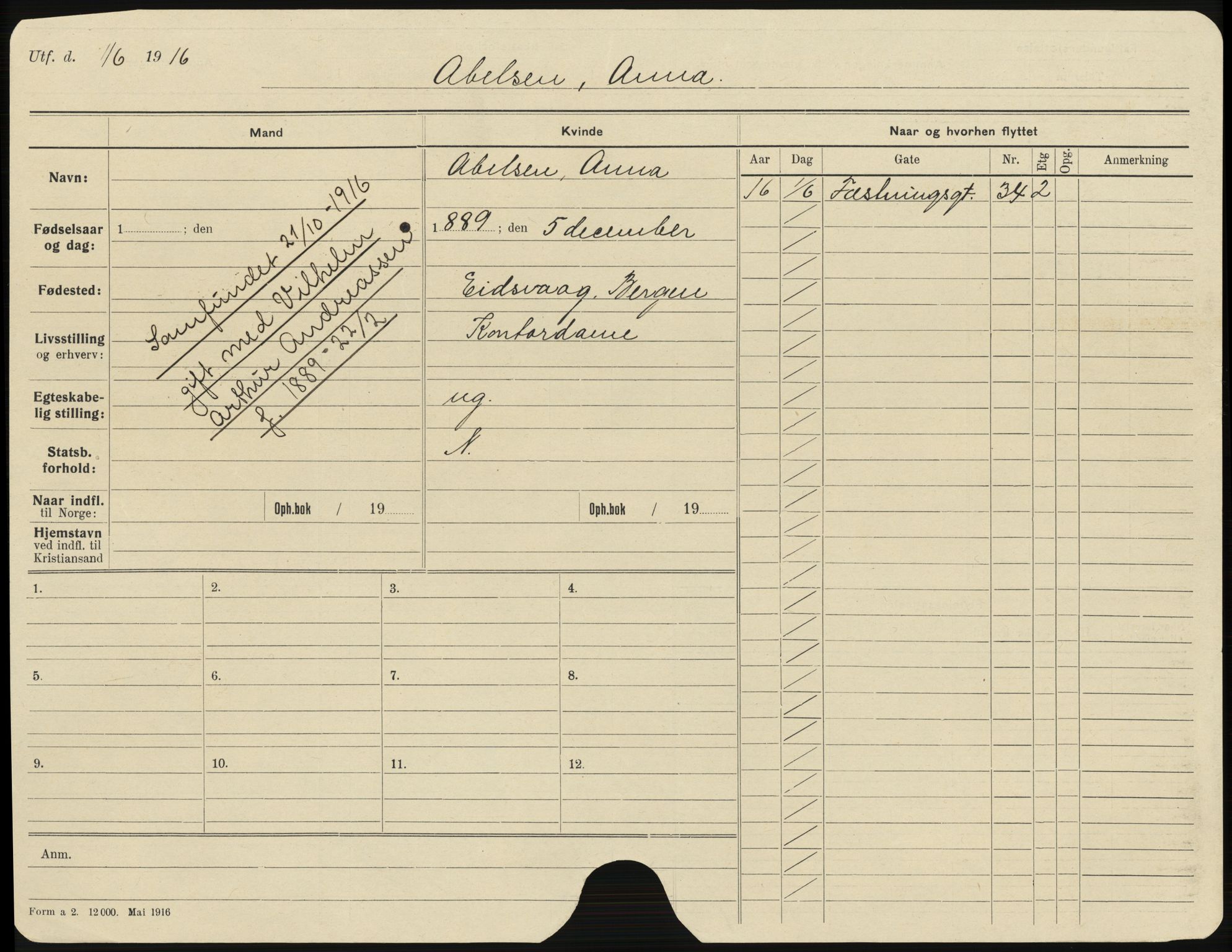 Kristiansand folkeregister, AV/SAK-1341-0030/Hu/L0003: Gifte kvinner, alfabetisk, 1916-1924