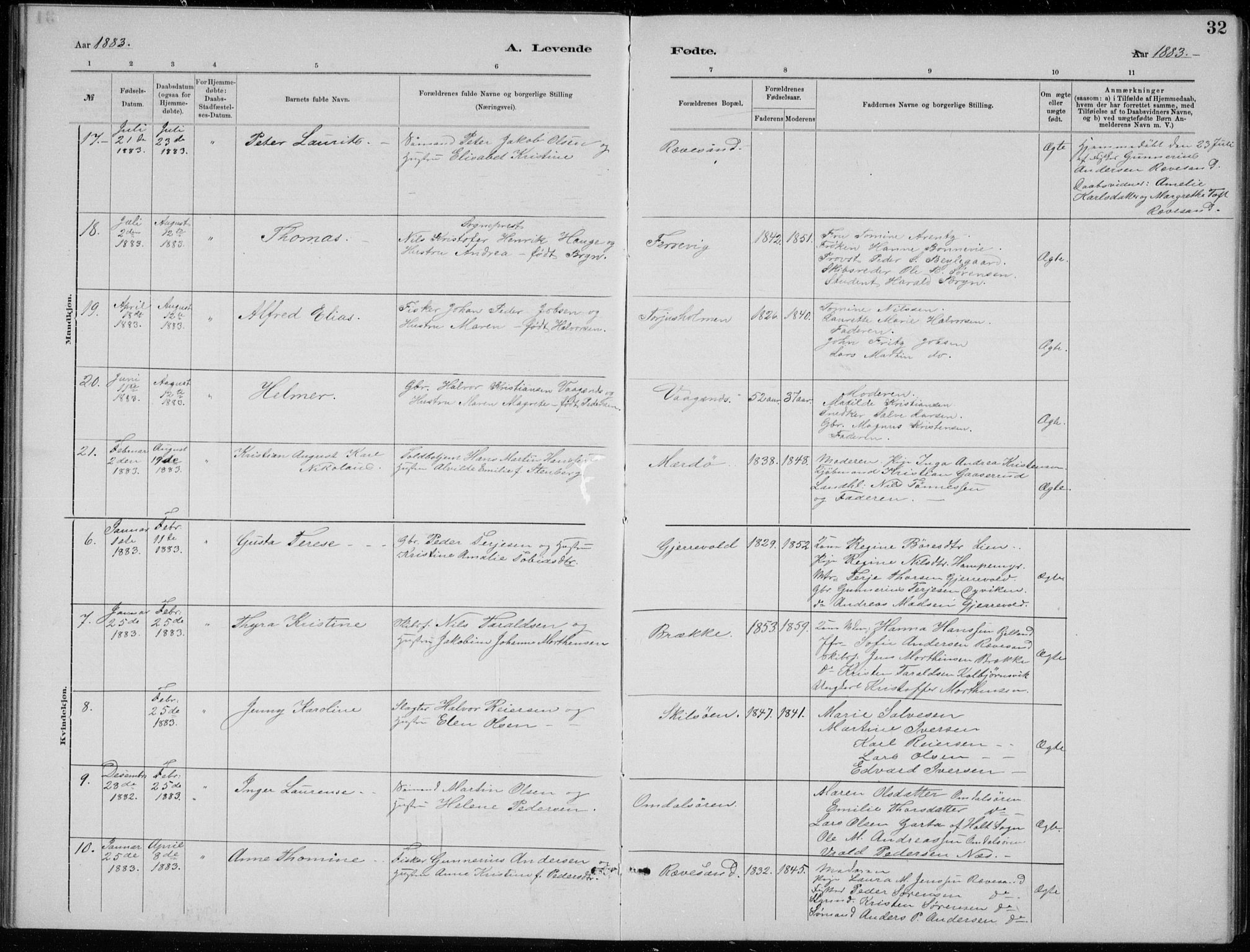 Tromøy sokneprestkontor, AV/SAK-1111-0041/F/Fb/L0005: Klokkerbok nr. B 5, 1877-1891, s. 32