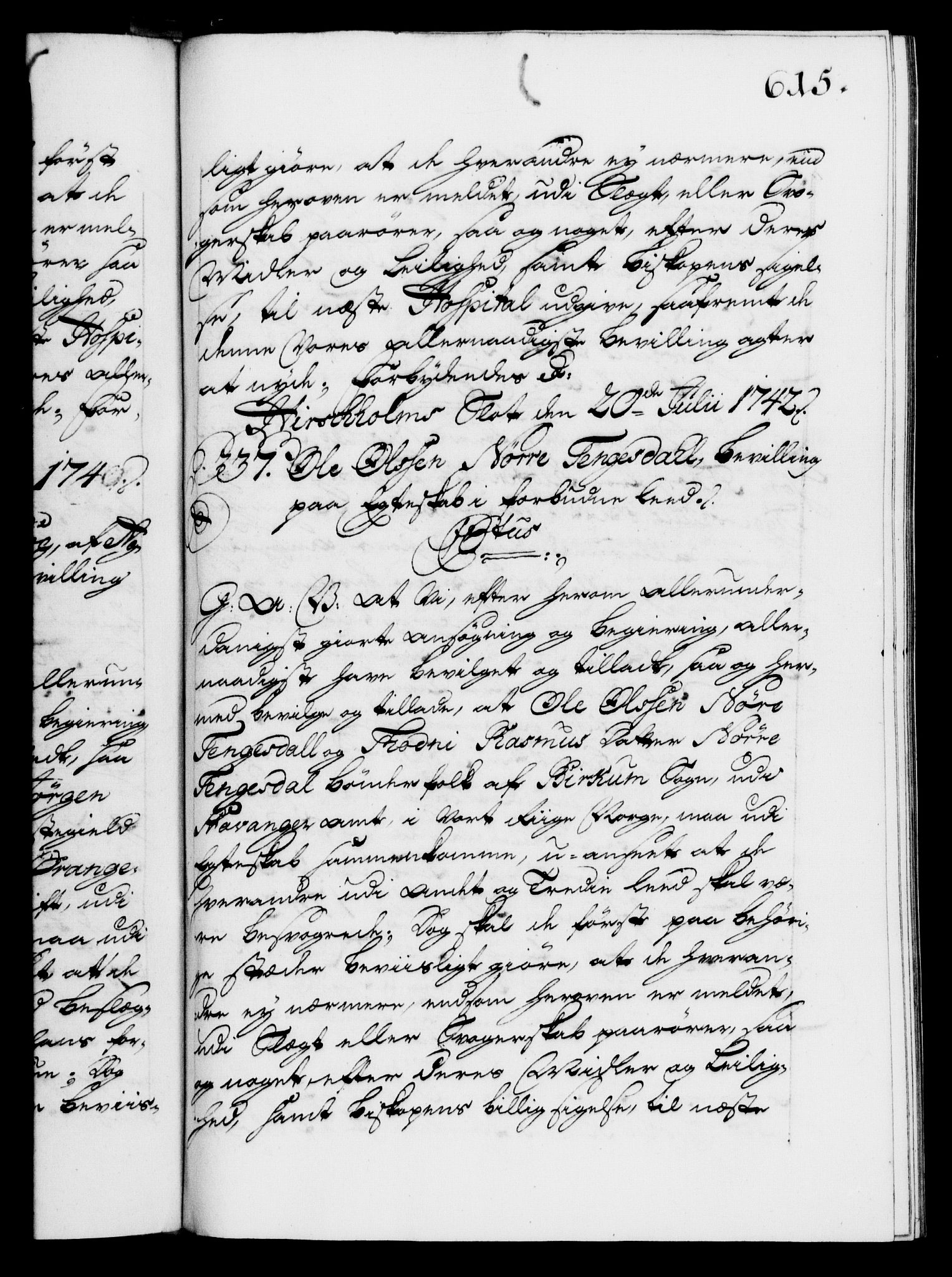 Danske Kanselli 1572-1799, AV/RA-EA-3023/F/Fc/Fca/Fcaa/L0032: Norske registre, 1741-1742, s. 615a