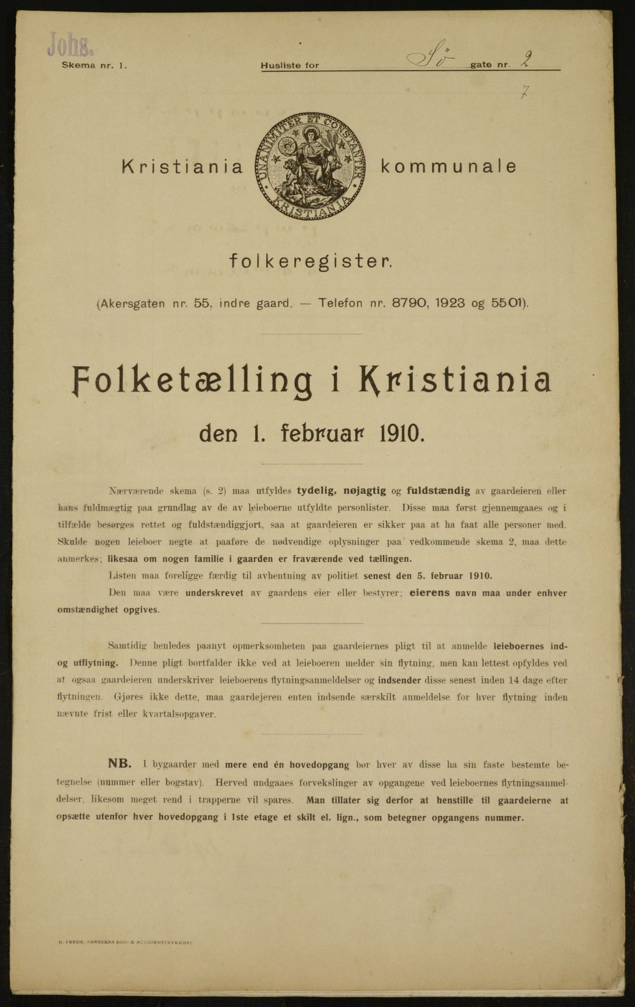 OBA, Kommunal folketelling 1.2.1910 for Kristiania, 1910, s. 100796